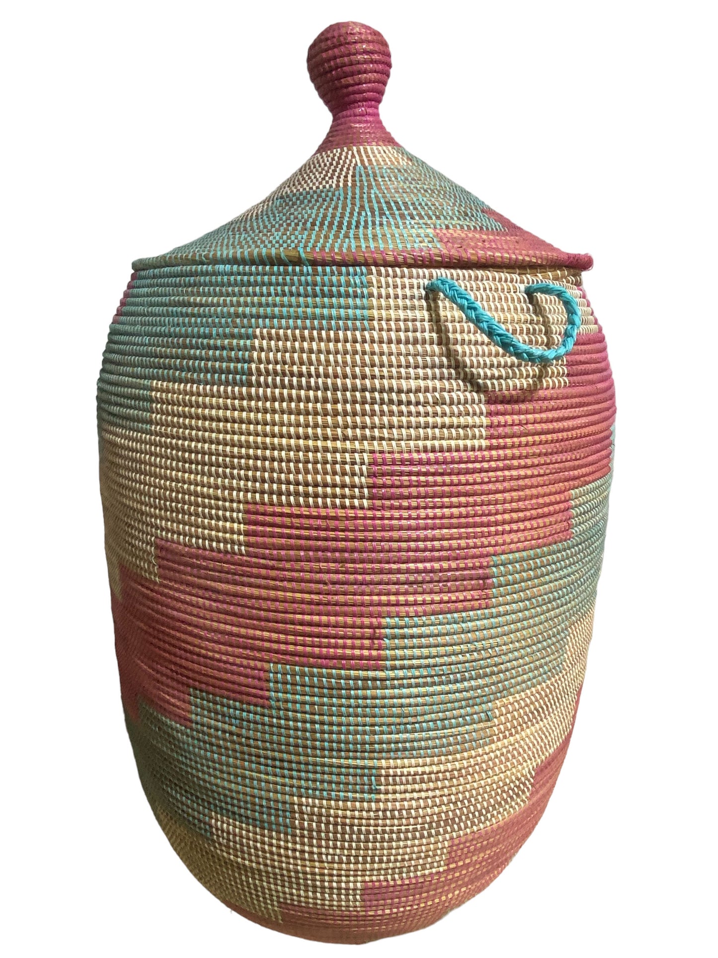 #5645 Lg Basket with Lid Senegal West Africa 39" H