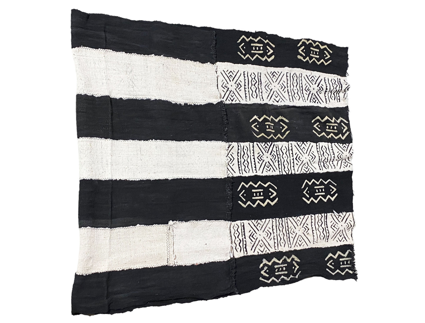 # 5727 African Black and White Mud Cloth Textile Mali 61" by 35"