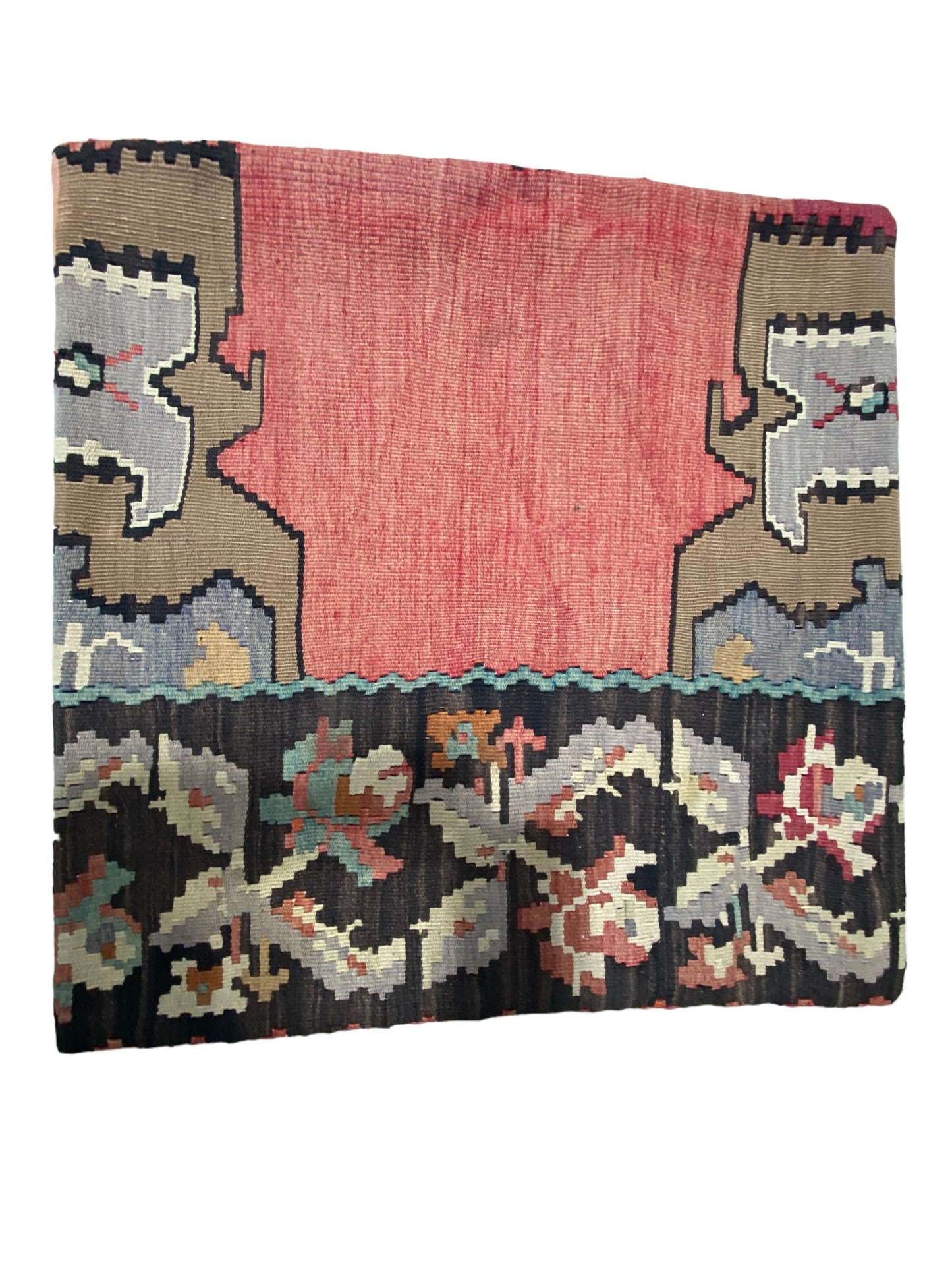#5773 Superb Custom Made Old Turkish Tribal Kilim Pillow Cover 24" by 24"