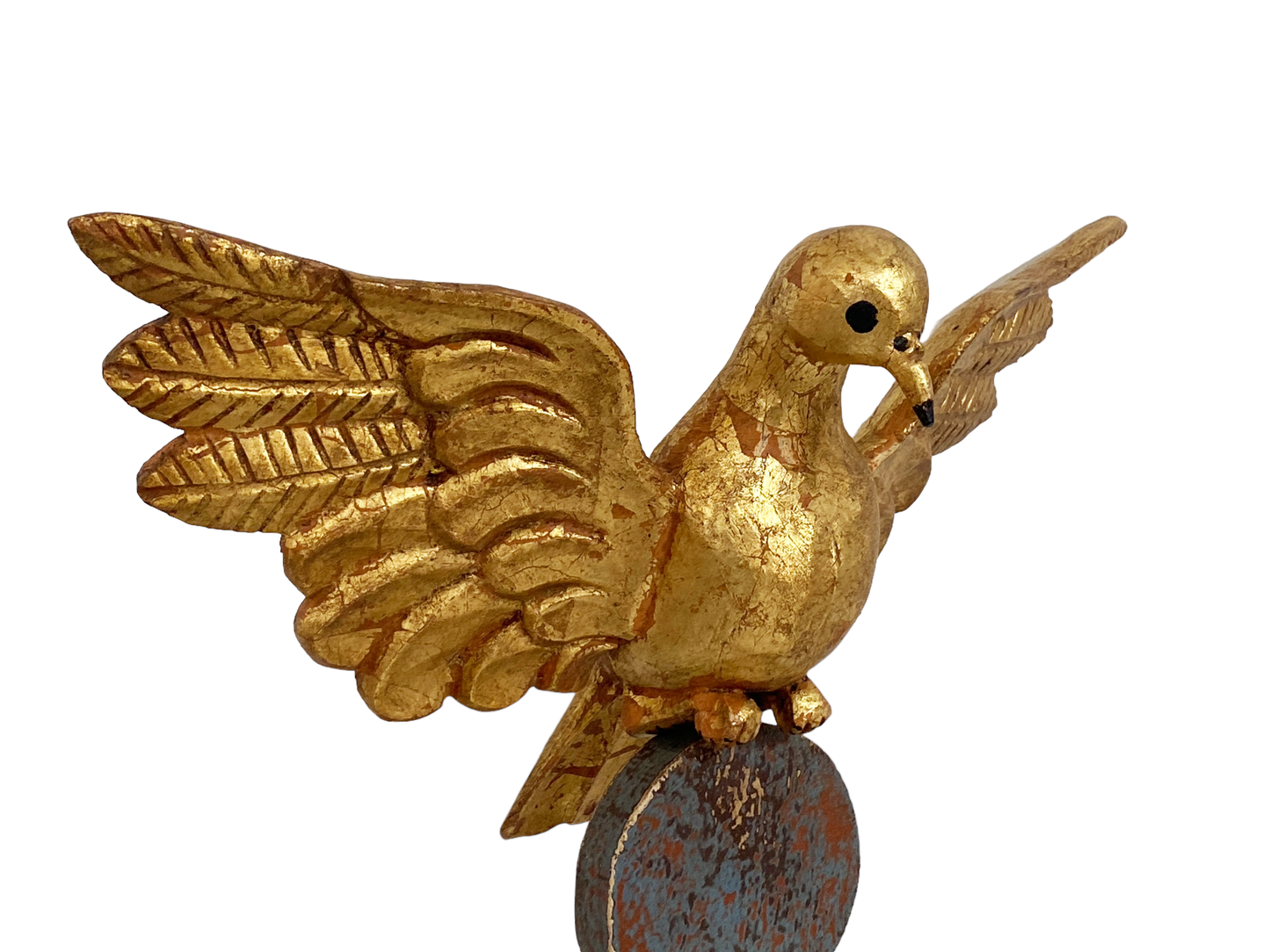#4989 Large Carved Wood Dove the Holy Spirit Sculpture on Finial 16" H