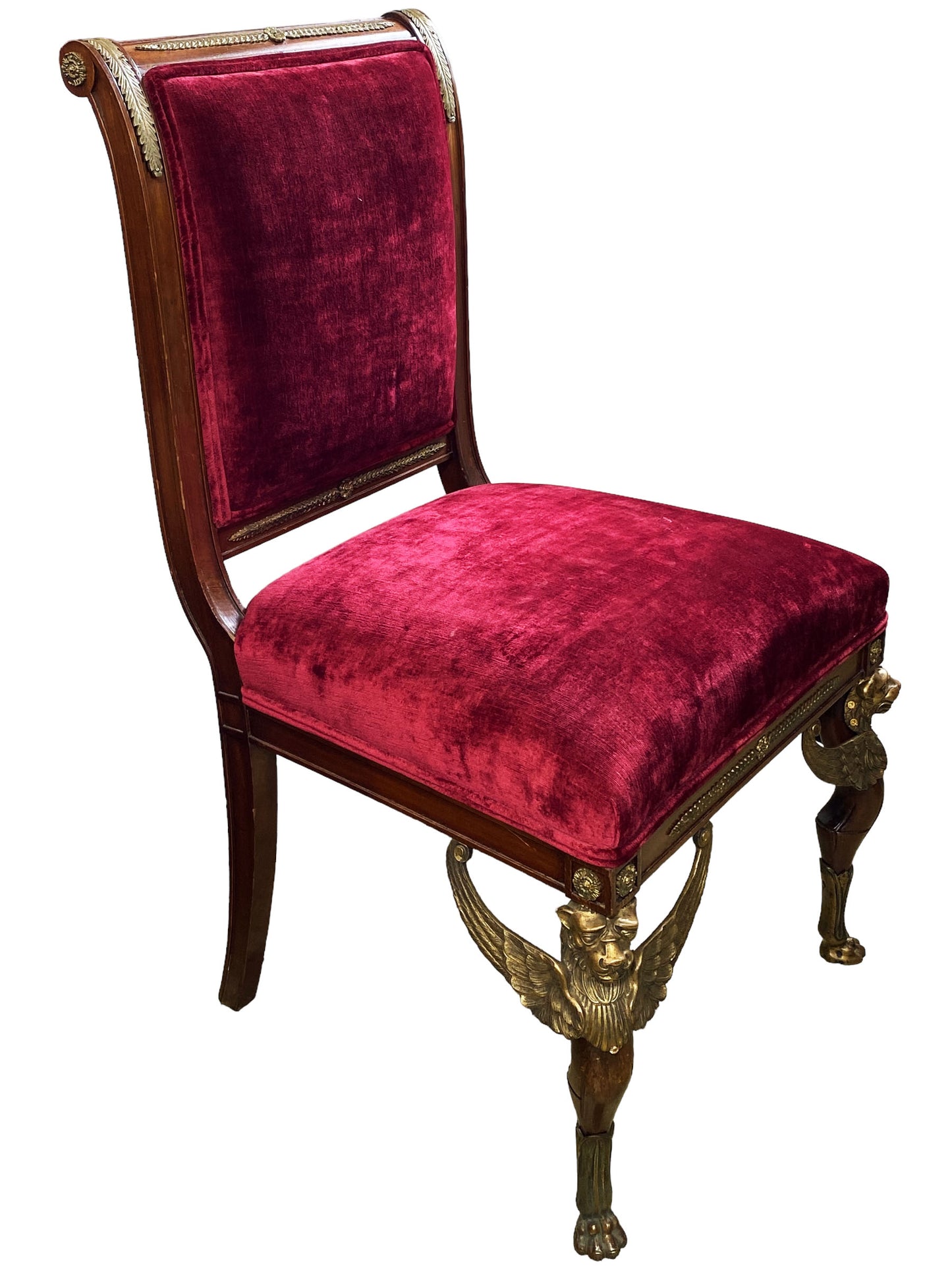 #7004 19th French Empire Chair with Bronze Mounts