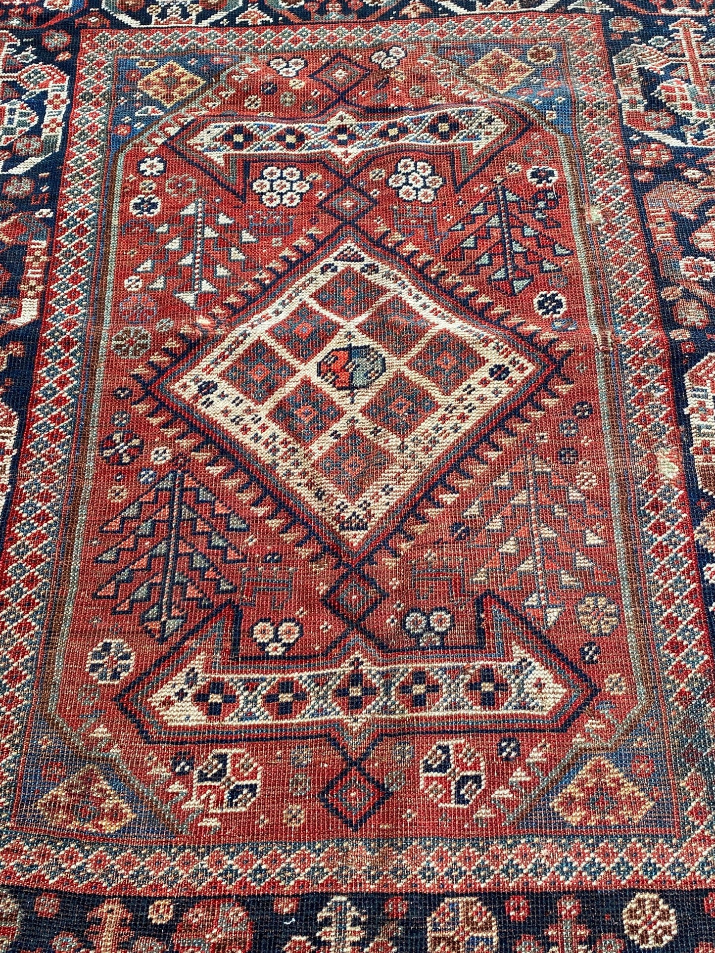 #7012 Antique Qashqai Kashkuli Rug with All Over Design, circa 1900