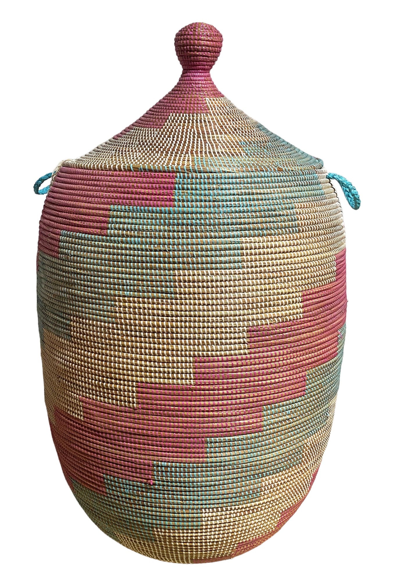 #5645 Lg Basket with Lid Senegal West Africa 39" H