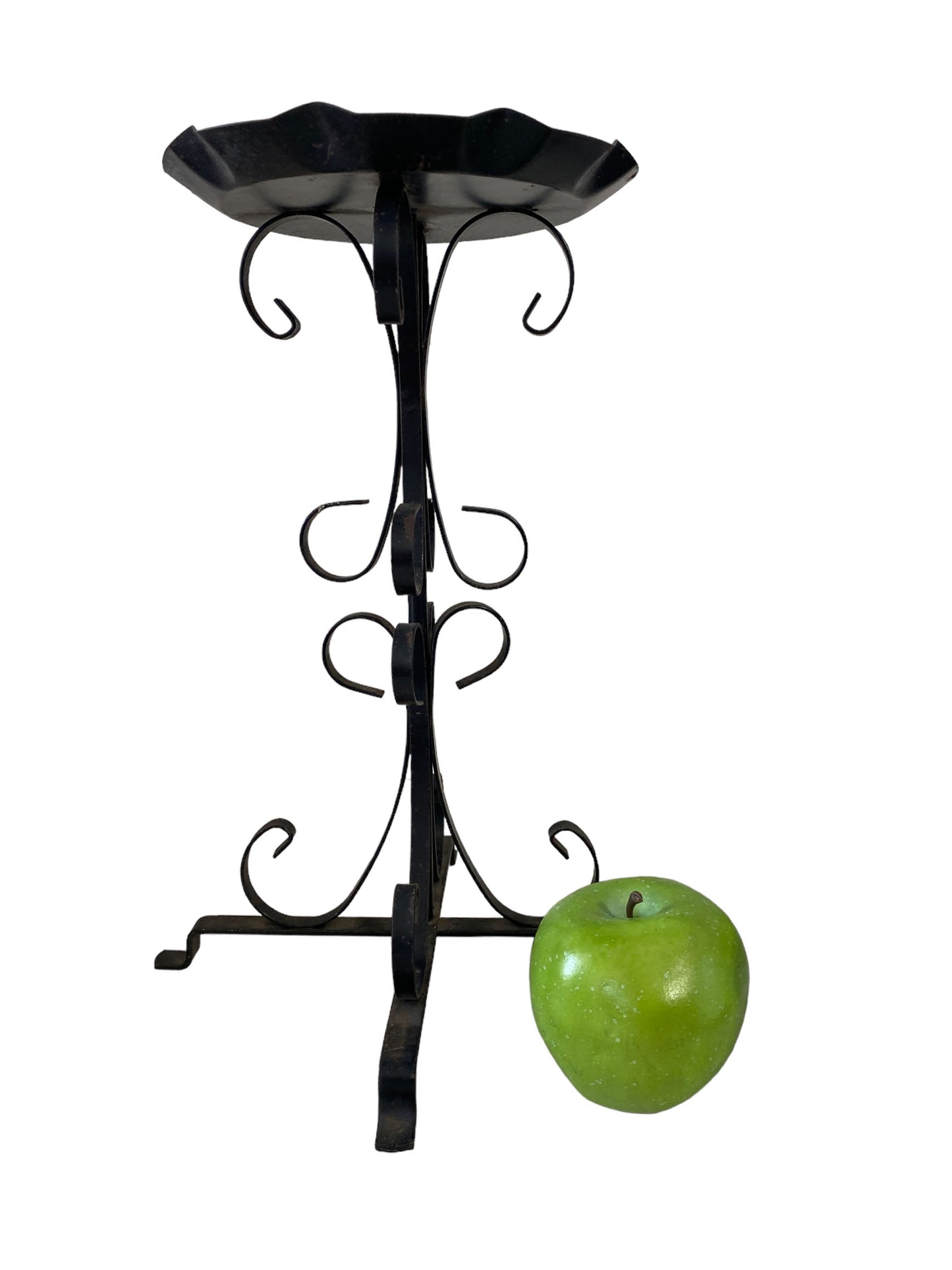 #5657 Vintage Painted Black Iron Candle Holder 12" H