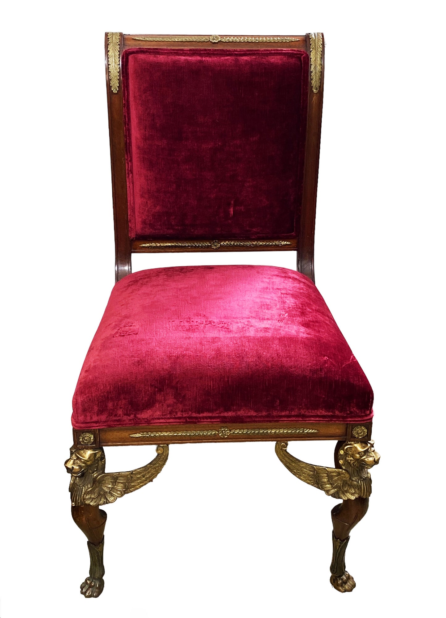 #7004 19th French Empire Chair with Bronze Mounts