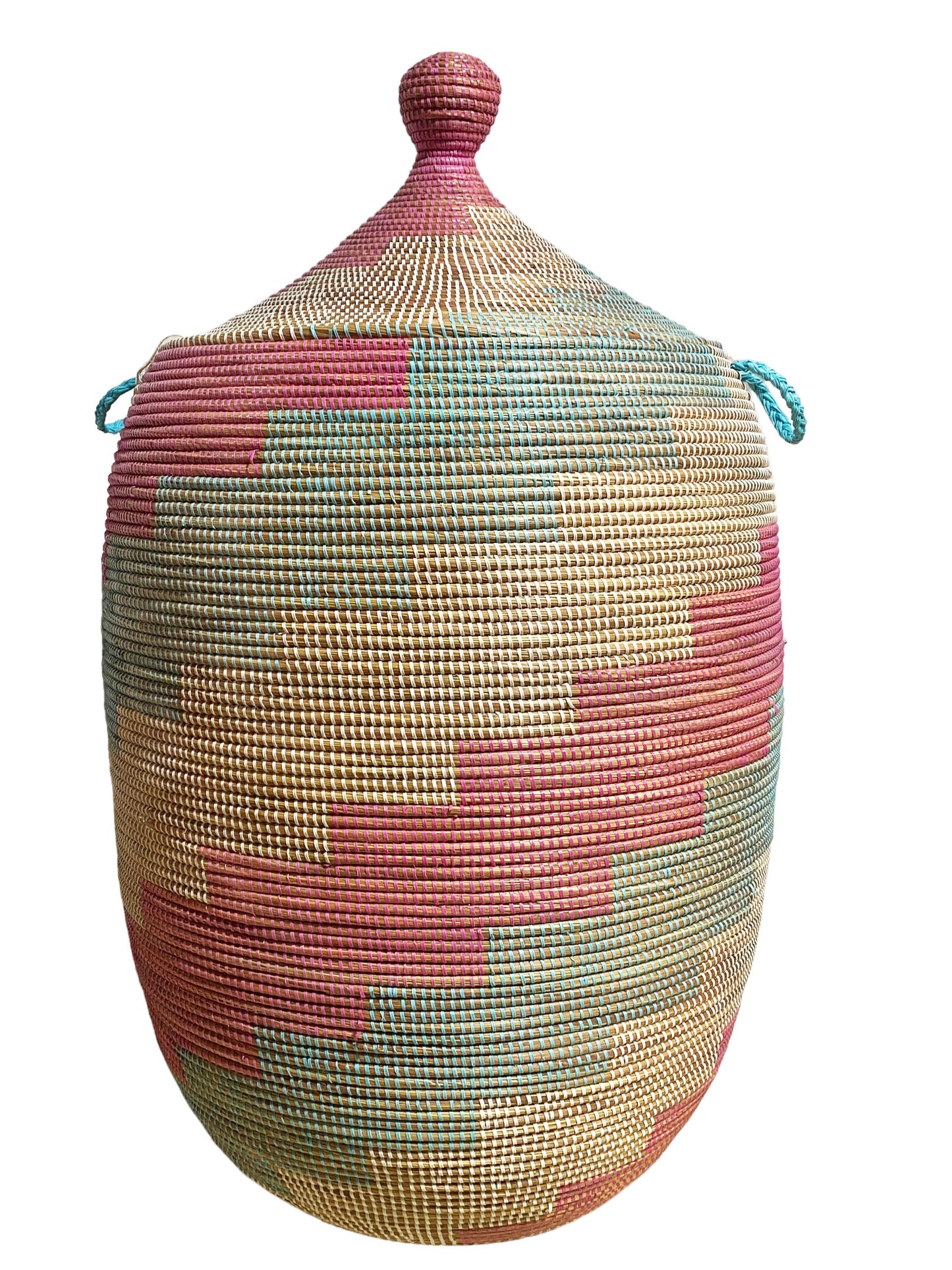 #5645 Lg Basket with Lid Senegal West Africa 39" H