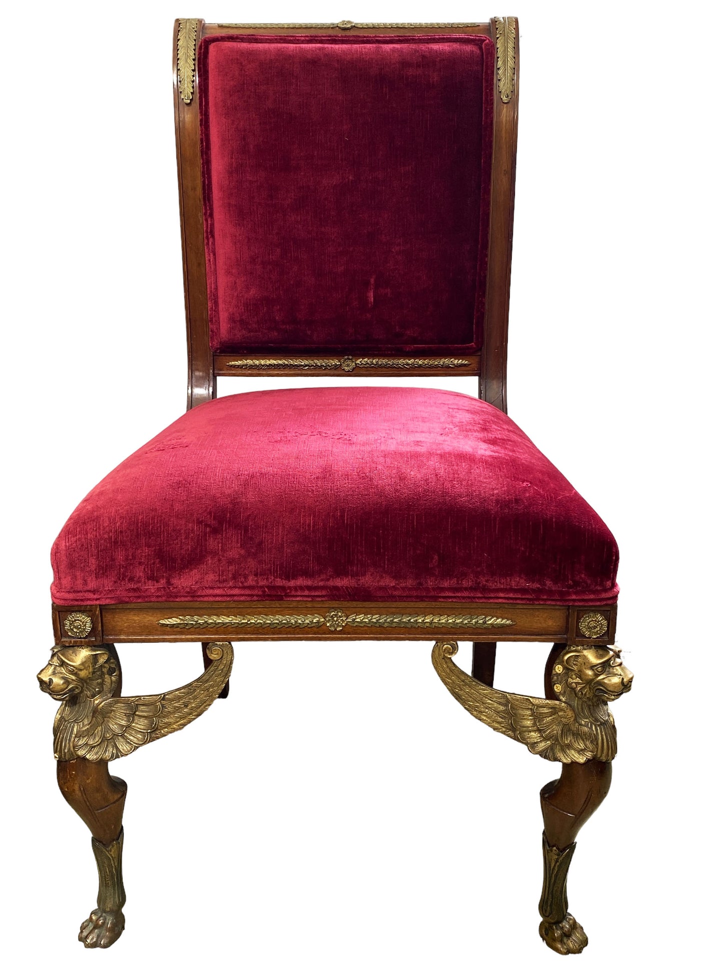 #7004 19th  French Empire Chair with Bronze Mounts