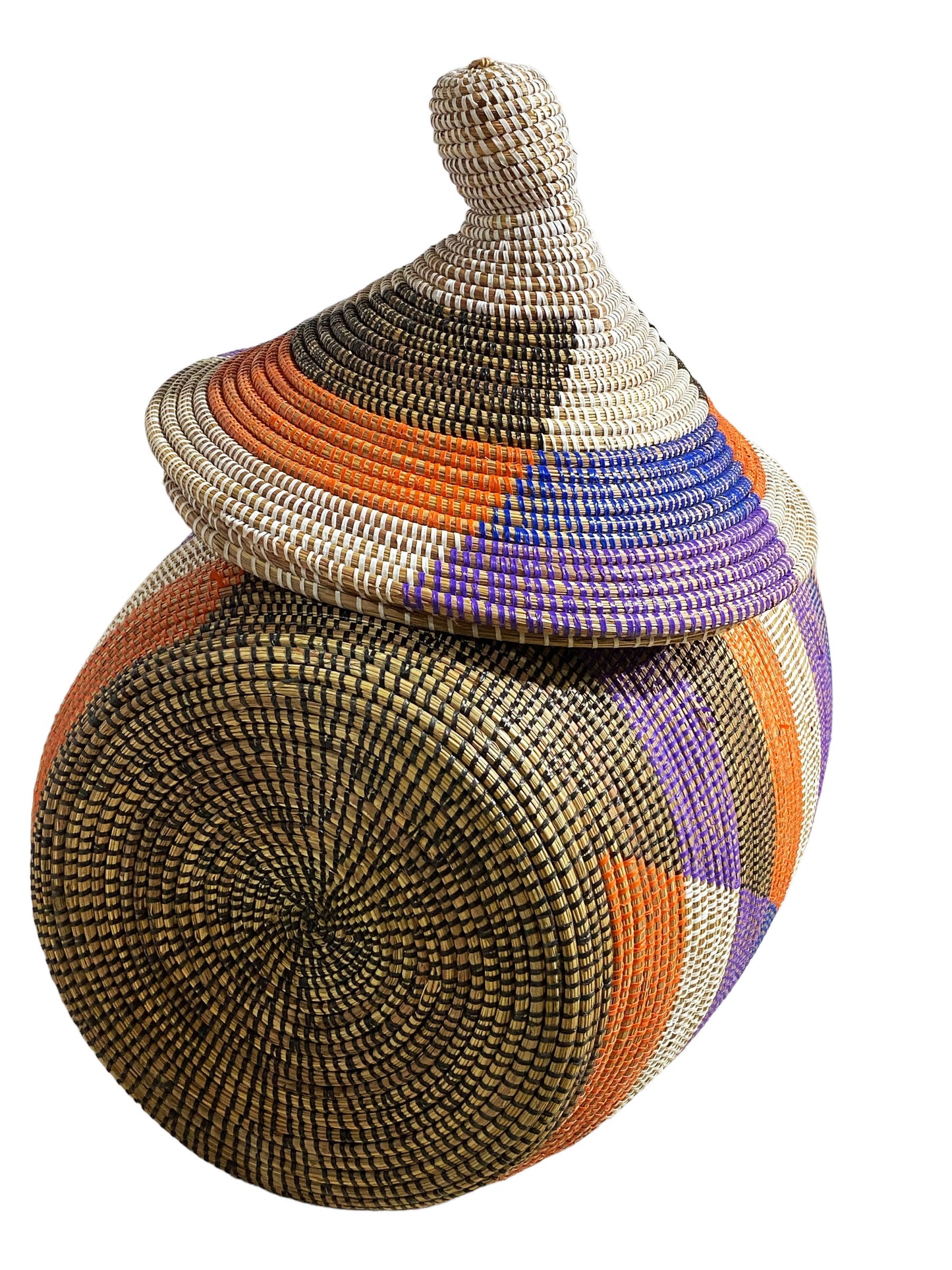 #5650 Lg Basket with Lid Senegal West Africa 36" H