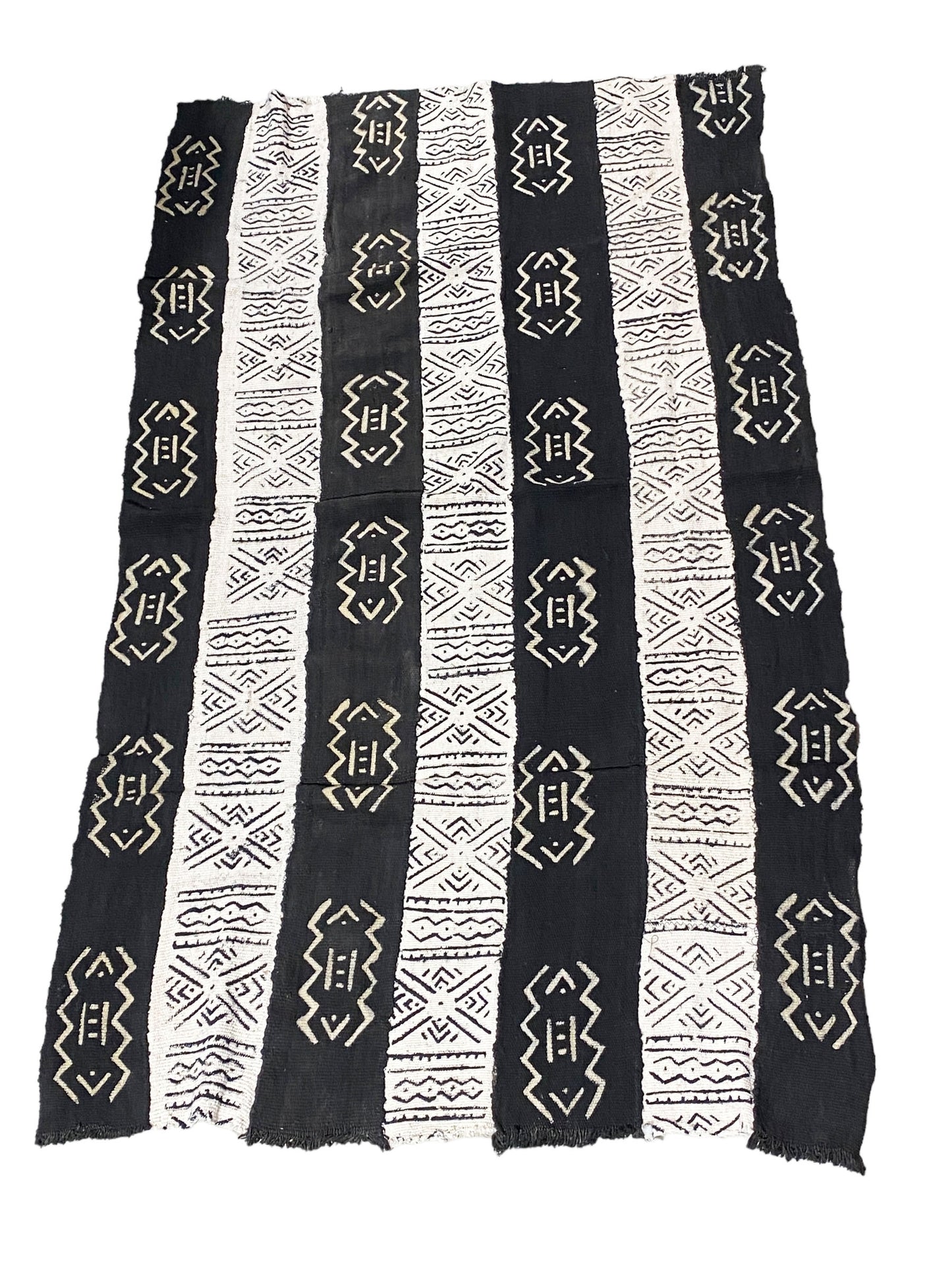 # 5727 African Black and White Mud Cloth Textile Mali 61" by 35"