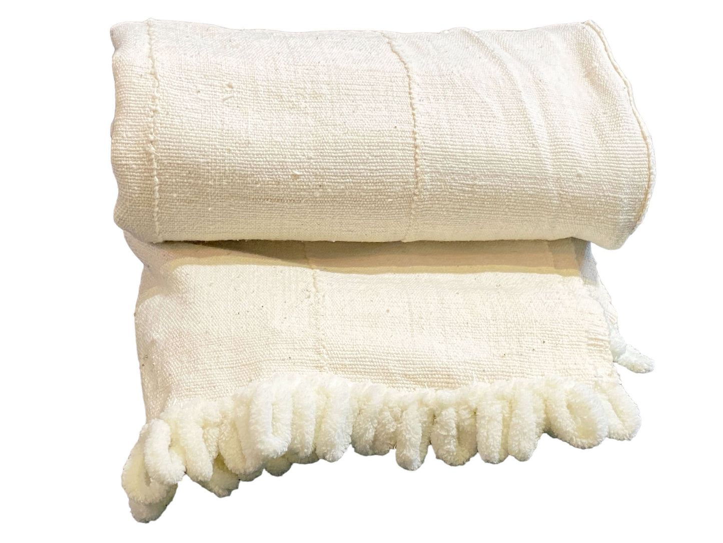 #7070 African Plain White Mud Cloth /Bogolan Textile Mali 41" by 69"