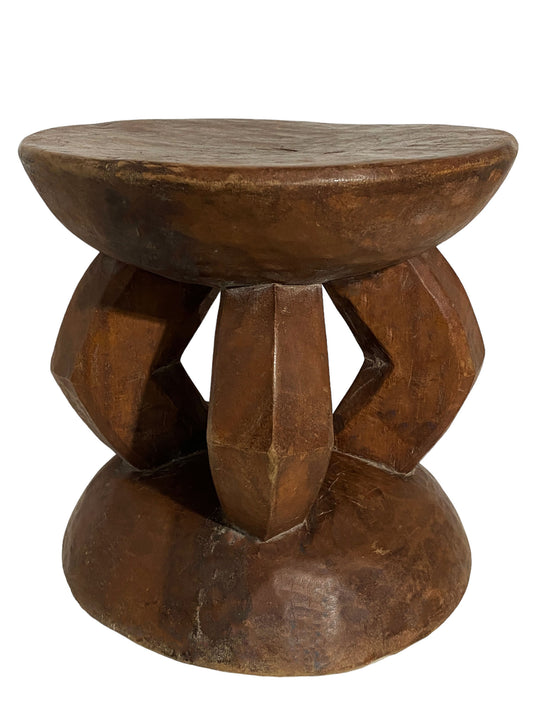 #5826 African Vintage Carved Wood Milk Stool Hehe Gogo People Tanzania 11" H