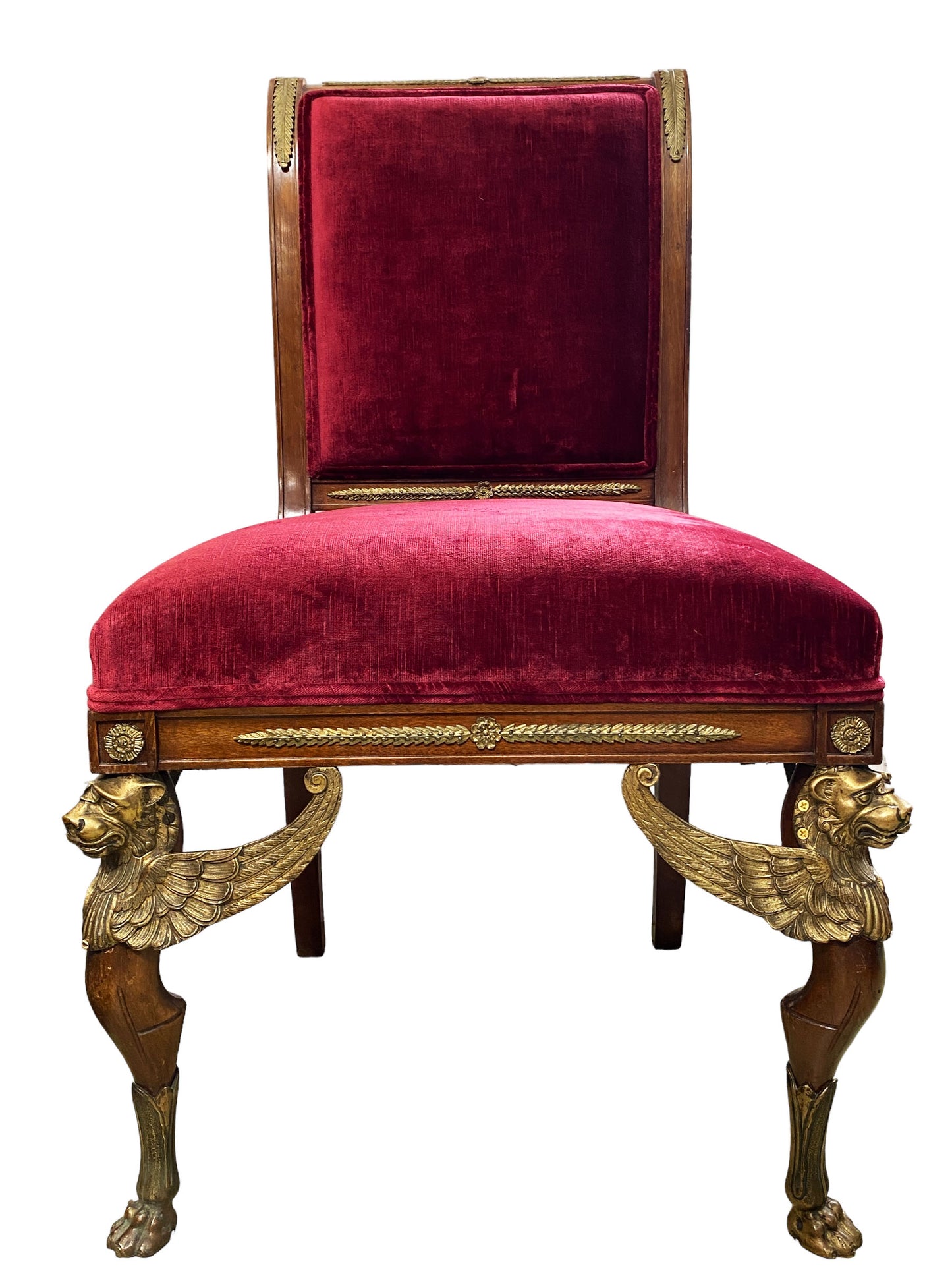 #7004 19th French Empire Chair with Bronze Mounts