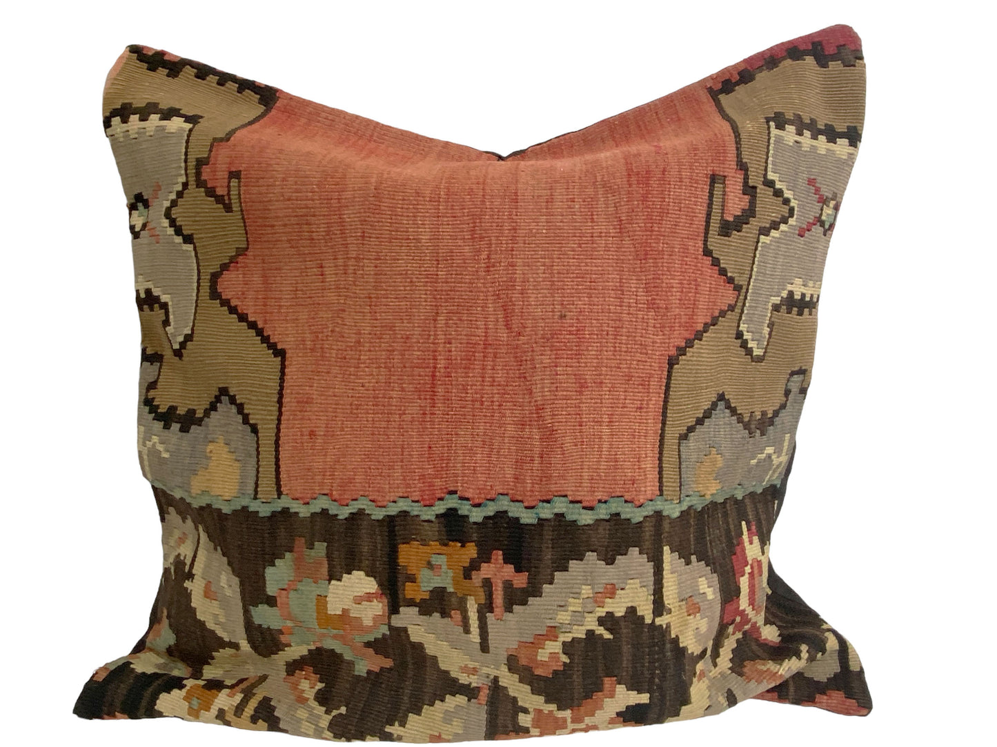 #5773 Superb Custom Made Old Turkish Tribal Kilim Pillow Cover 24" by 24"