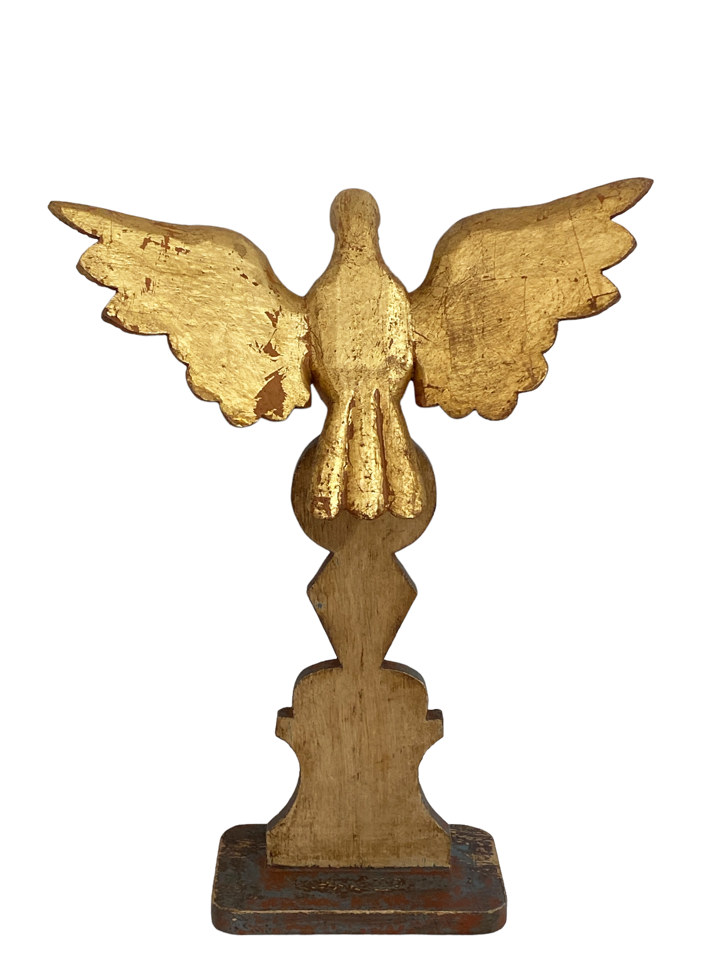 #4989 Large Carved Wood Dove the Holy Spirit Sculpture on Finial 16" H