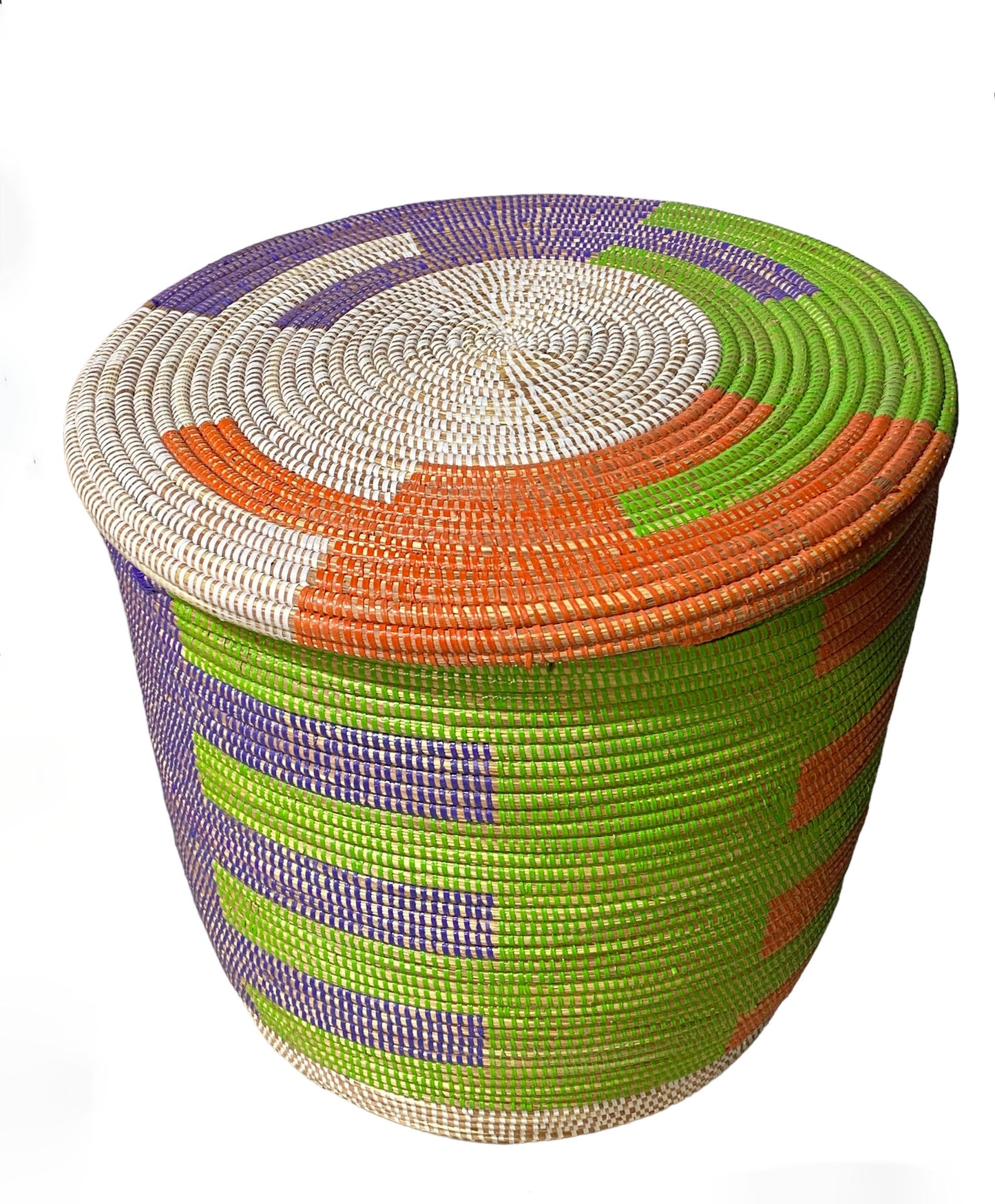 #5526 Lg Basket with Lid Senegal West Africa 17.5" H