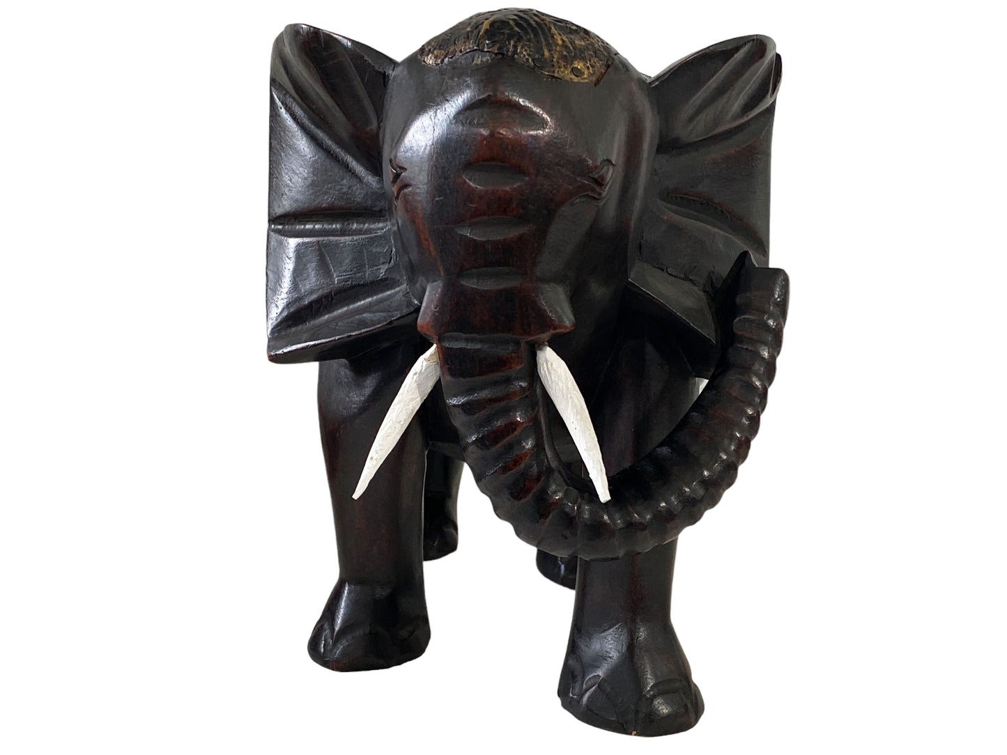 #5235/7044 Vintage Ashanti Elephant Wooden Sculpture Ghana 12.25" H