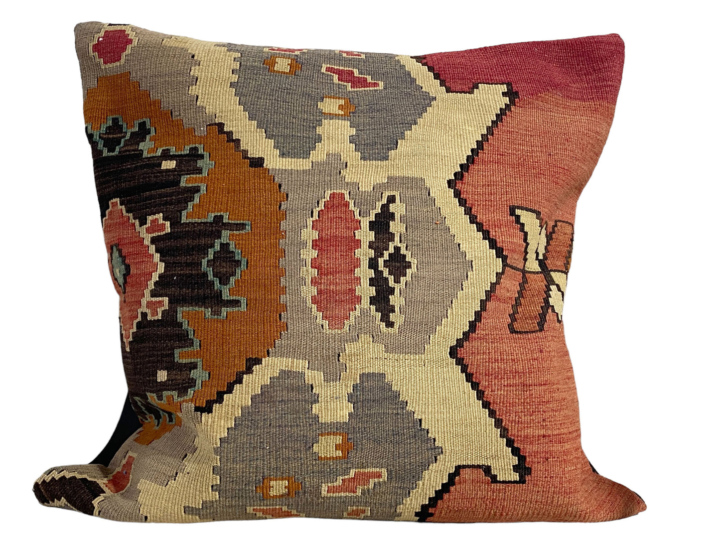 #5681 Superb Custom Made Old Turkish Tribal Kilim Pillow Cover 24" by 24"