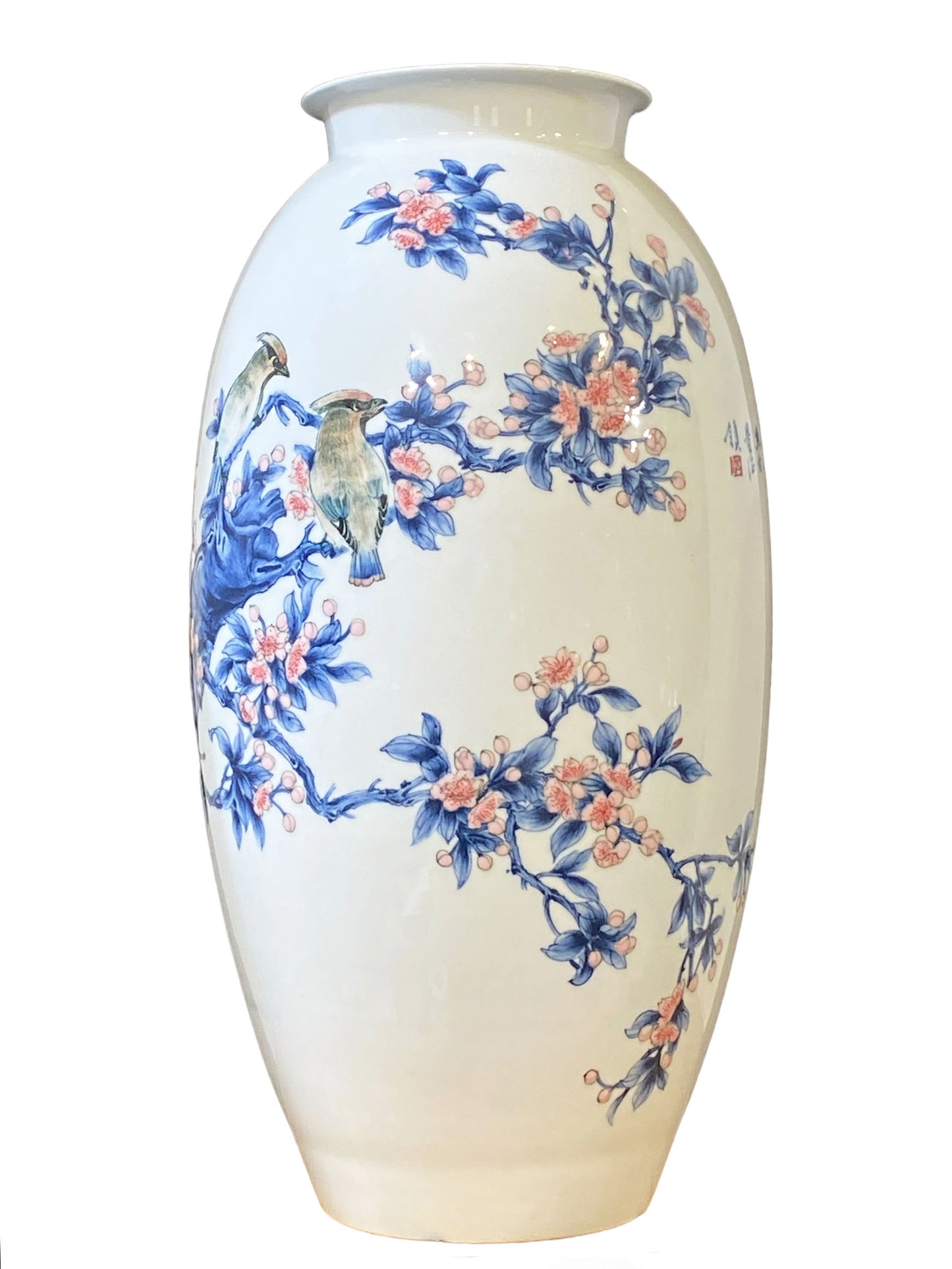 #2350 Stunning Chinese Blue& white Porcelain Hand-Painted Vase 23' H
