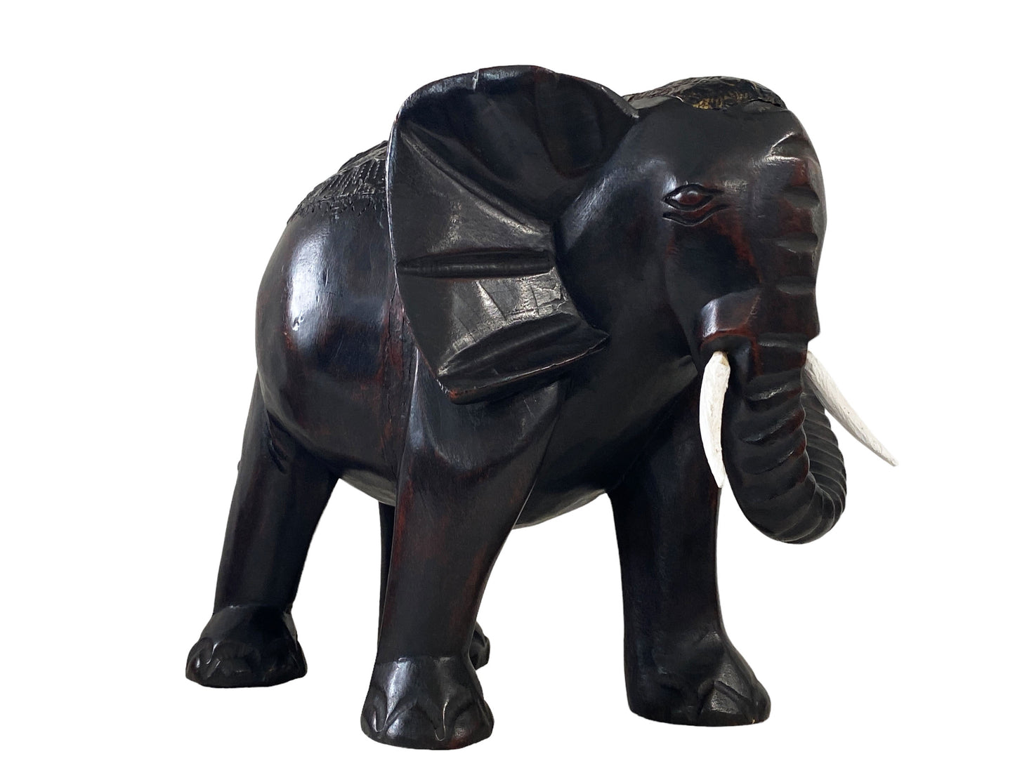 #5235/7044 Vintage Ashanti Elephant Wooden Sculpture Ghana 12.25" H