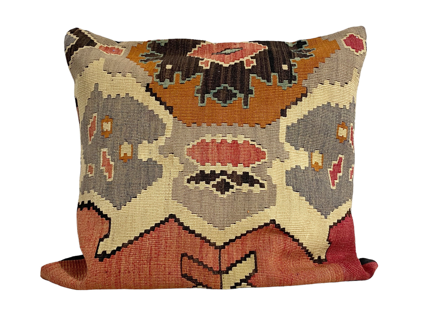 #5681 Superb Custom Made Old Turkish Tribal Kilim Pillow Cover 24" by 24"