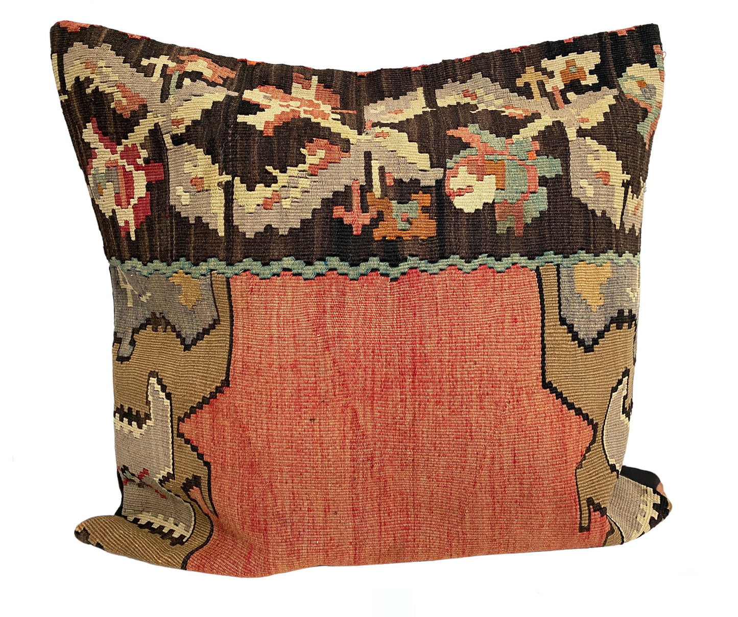 #5773 Superb Custom Made Old Turkish Tribal Kilim Pillow Cover 24" by 24"