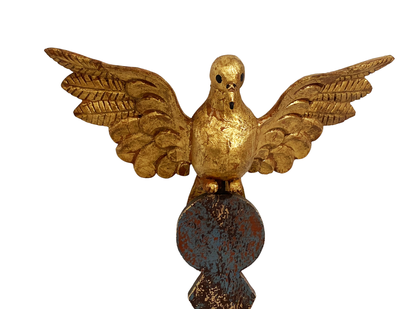 #4989 Large Carved Wood Dove the Holy Spirit Sculpture on Finial 16" H
