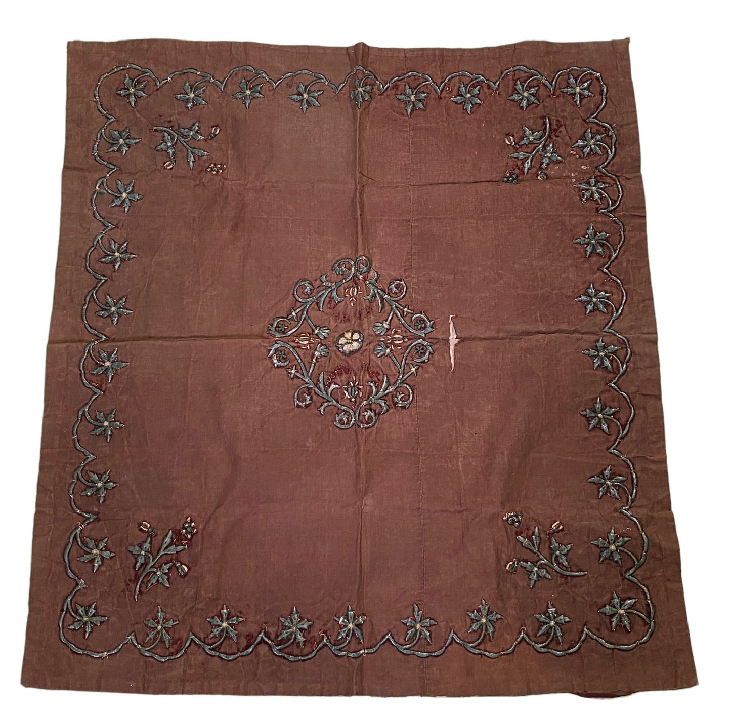 #5618 Antique European Altar Cover Cloth, Silver metallic treads