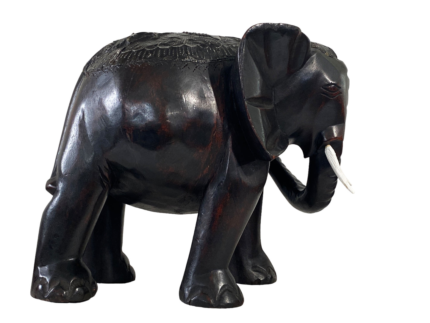 #5235/7044 Vintage Ashanti Elephant Wooden Sculpture Ghana 12.25" H