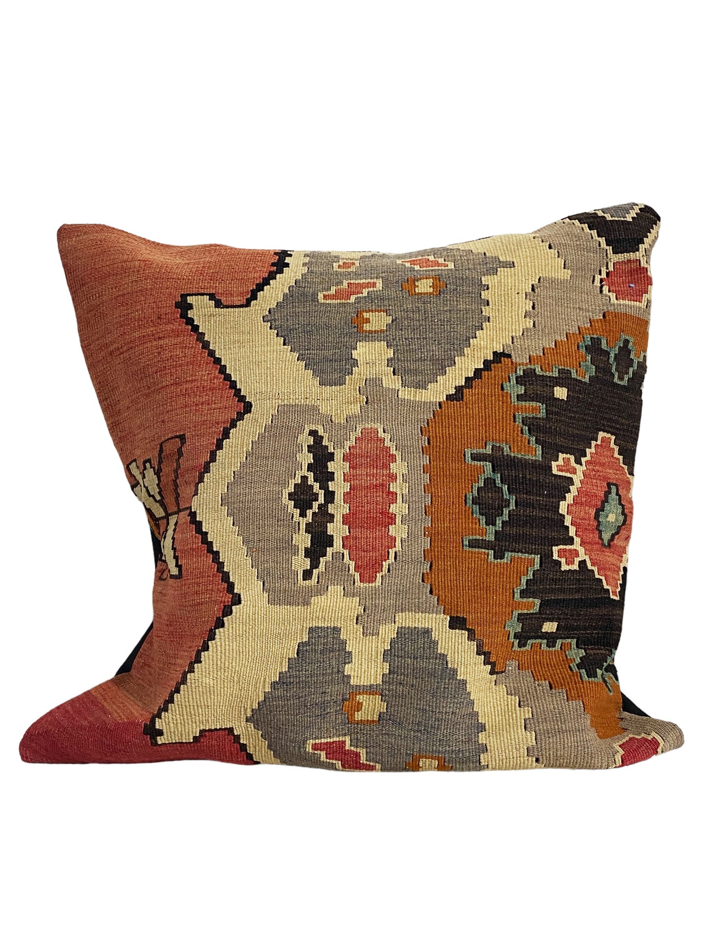 #5681 Superb Custom Made Old Turkish Tribal Kilim Pillow Cover 24" by 24"
