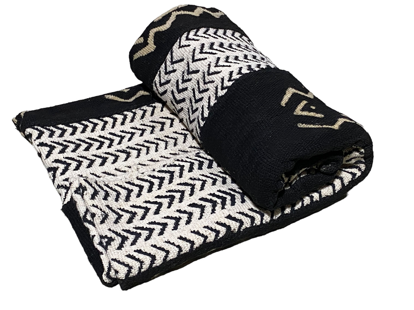 # 5733 African Black and White Mud Cloth Textile Mali 60" by 35"