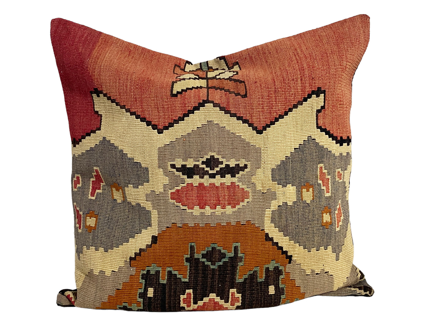 #5681 Superb Custom Made Old Turkish Tribal Kilim Pillow Cover 24" by 24"