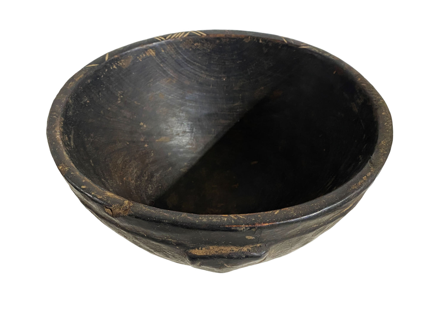 #5830 African Hausa Engraved Wooden Bowl From Niger 12.5" D