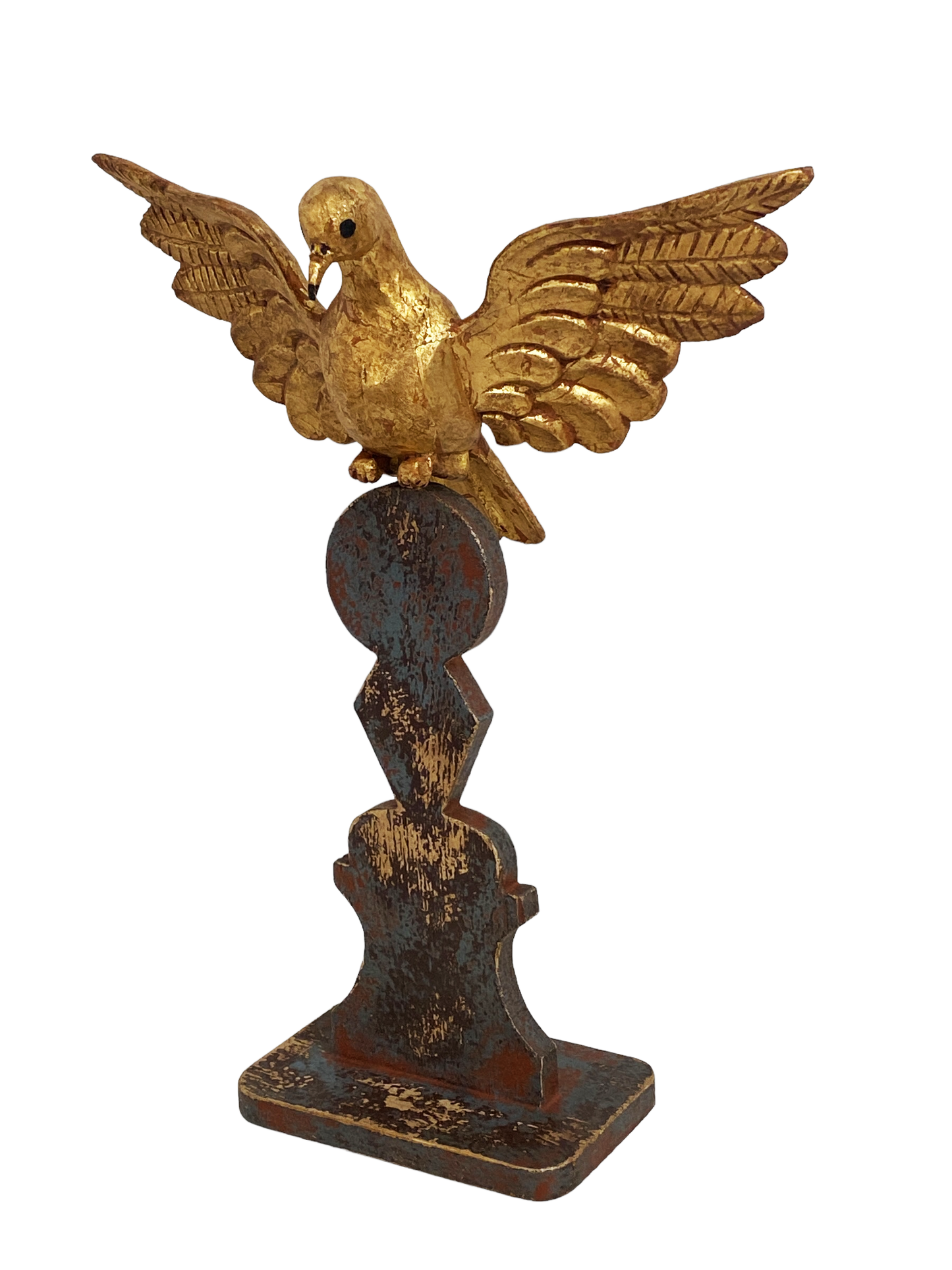 #4989 Large Carved Wood Dove the Holy Spirit Sculpture on Finial 16" H
