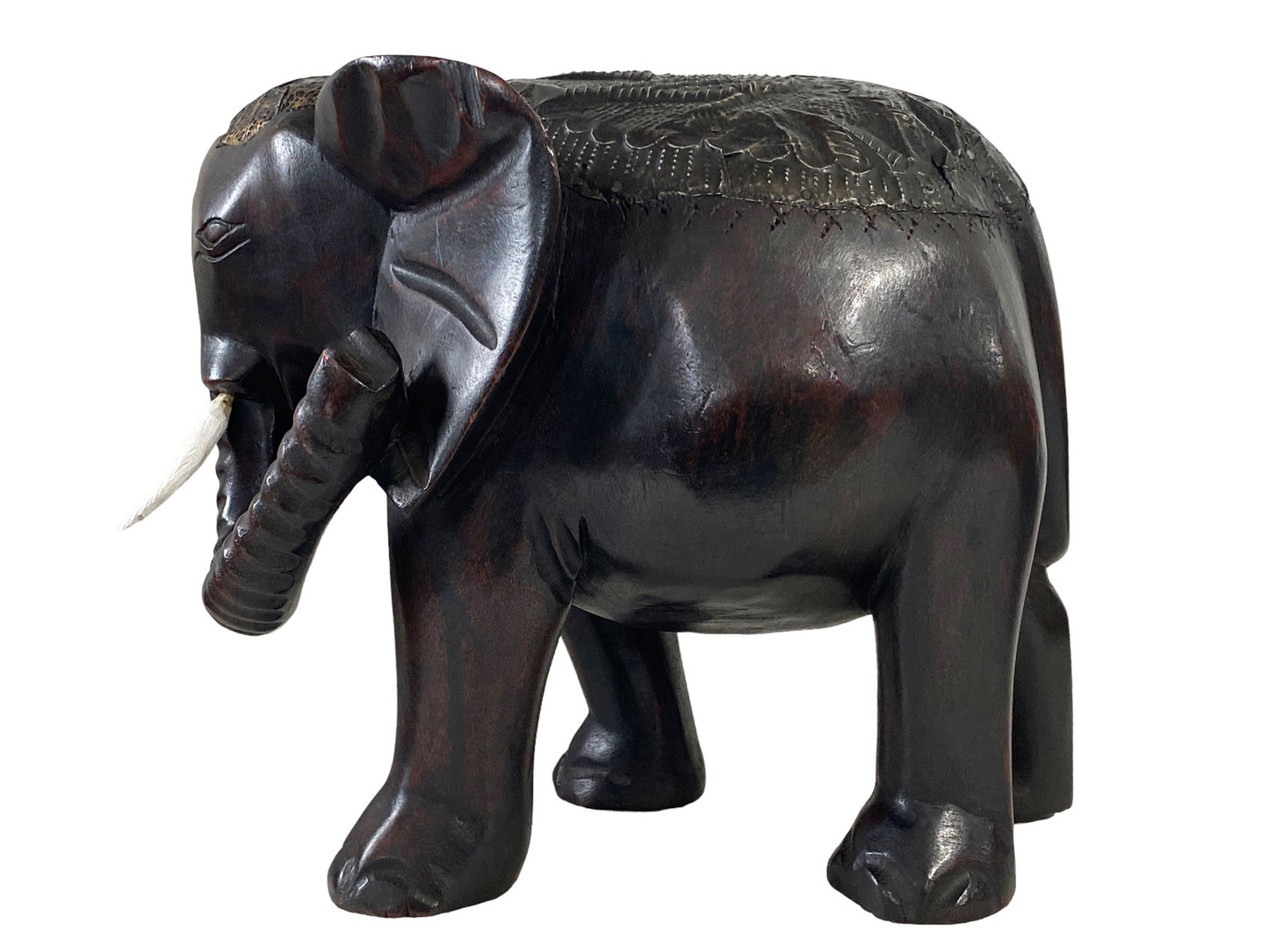 #5235/7044 Vintage Ashanti Elephant Wooden Sculpture Ghana 12.25" H