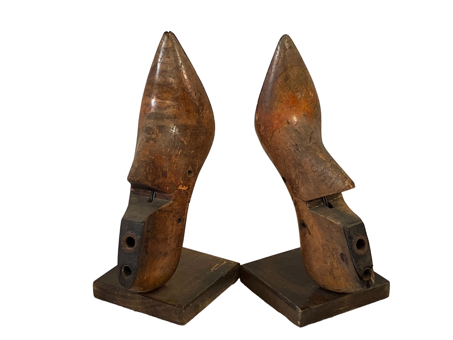 #5638 Vintage 1950's American Wood Shoe Mold Bookends - A Pair