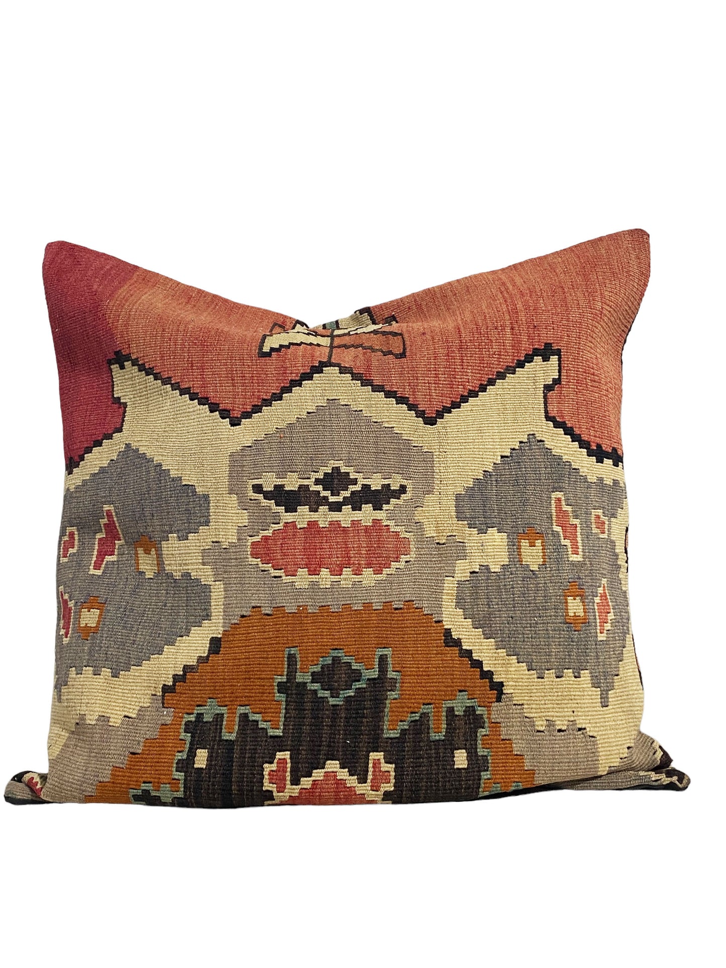#5681 Superb Custom Made Old Turkish Tribal Kilim Pillow Cover 24" by 24"