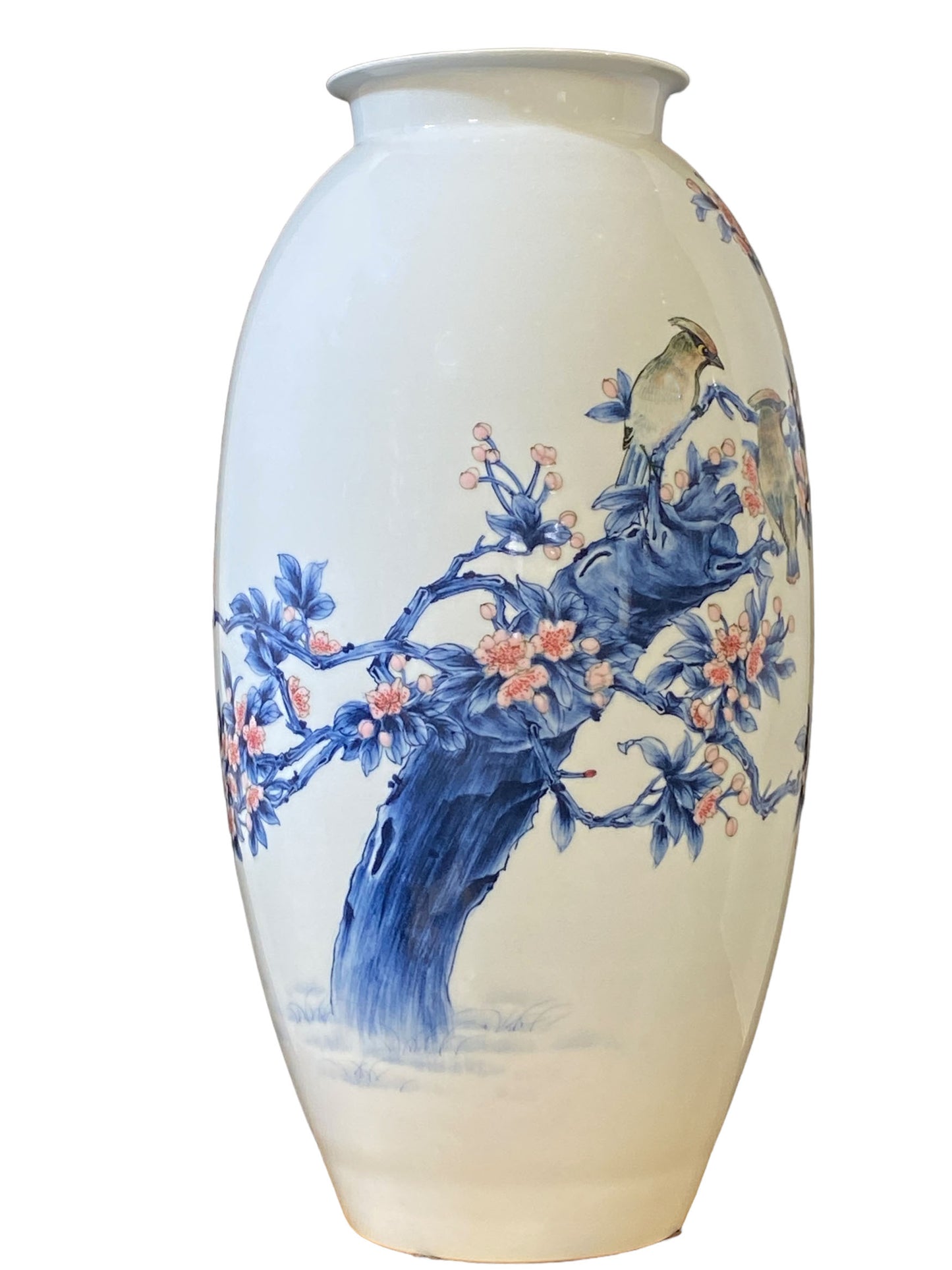 #2350 Stunning Chinese Blue& white Porcelain Hand-Painted Vase 23' H
