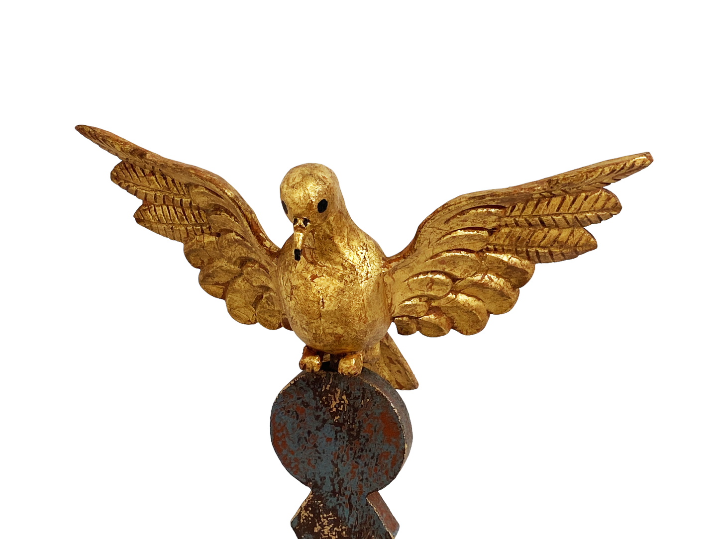 #4989 Large Carved Wood Dove the Holy Spirit Sculpture on Finial 16" H