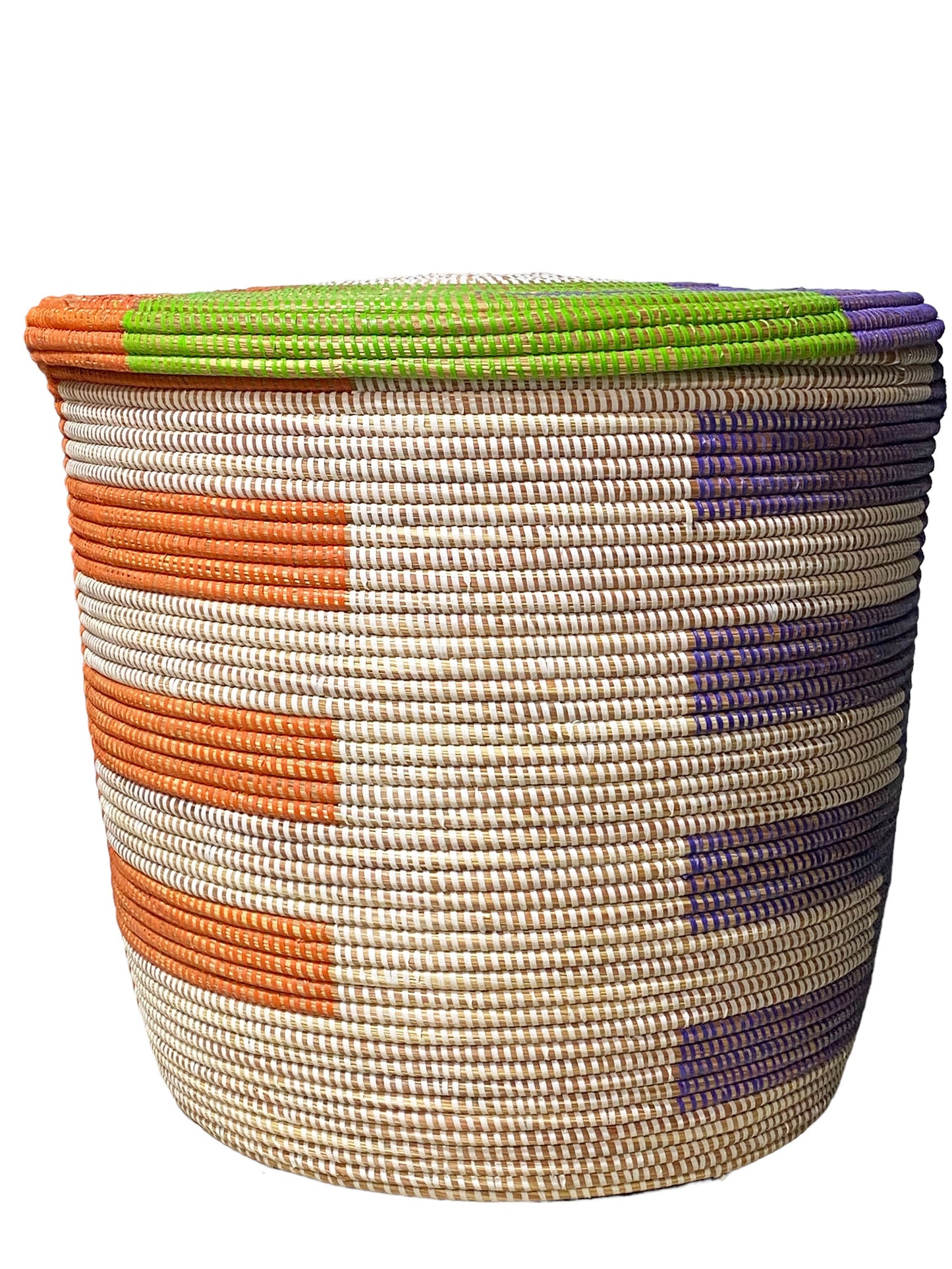 #5526 Lg Basket with Lid Senegal West Africa 17.5" H