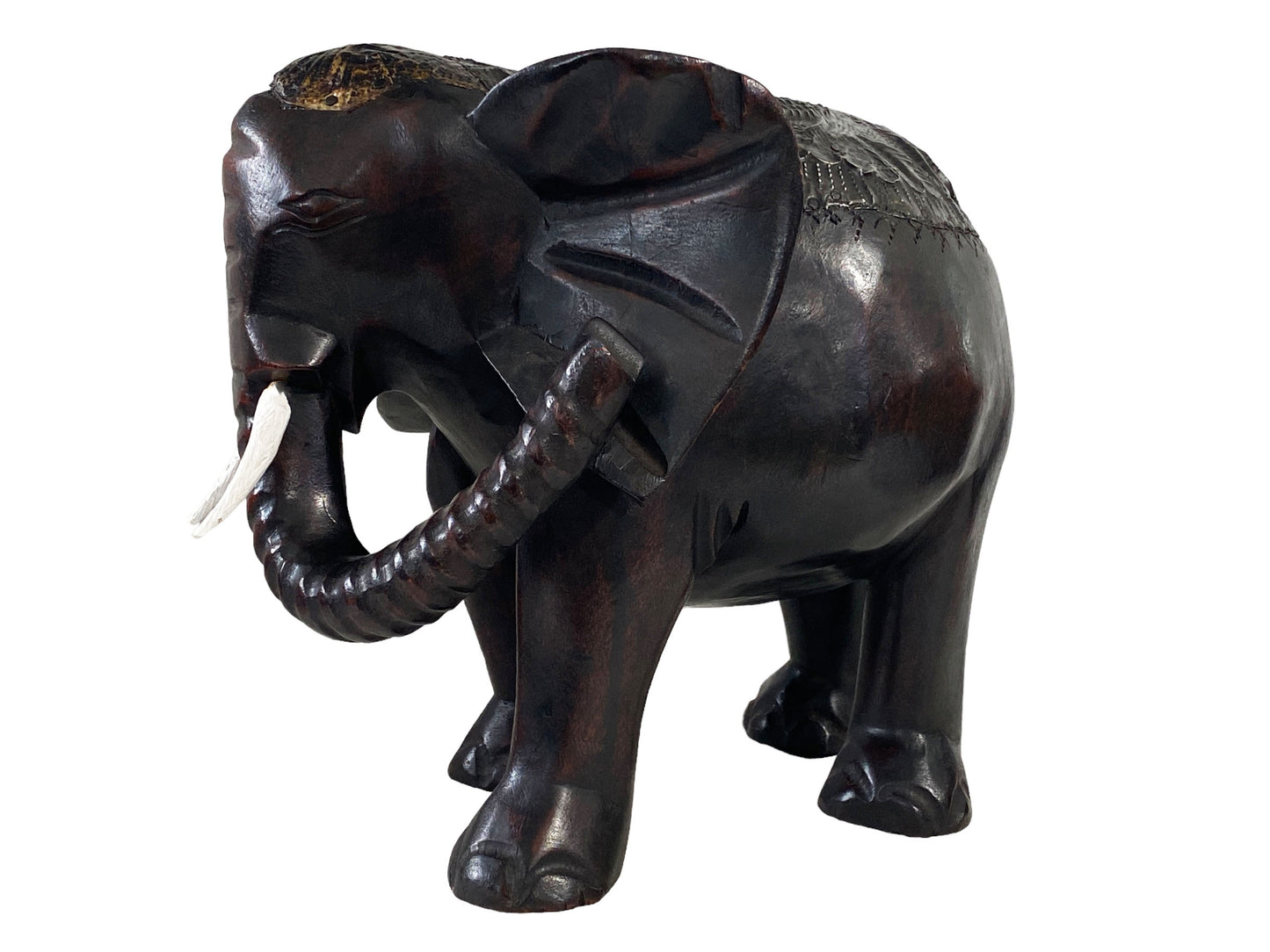 #5235/7044 Vintage Ashanti Elephant Wooden Sculpture Ghana 12.25" H