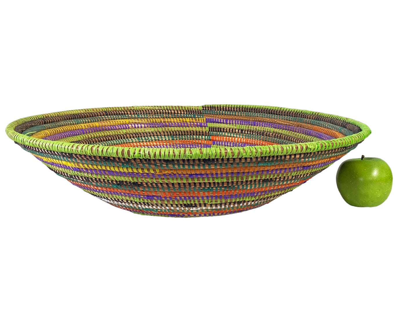 #5690 Large Handmade Woven Wolof Basket From Senegal 19.5" Diameter