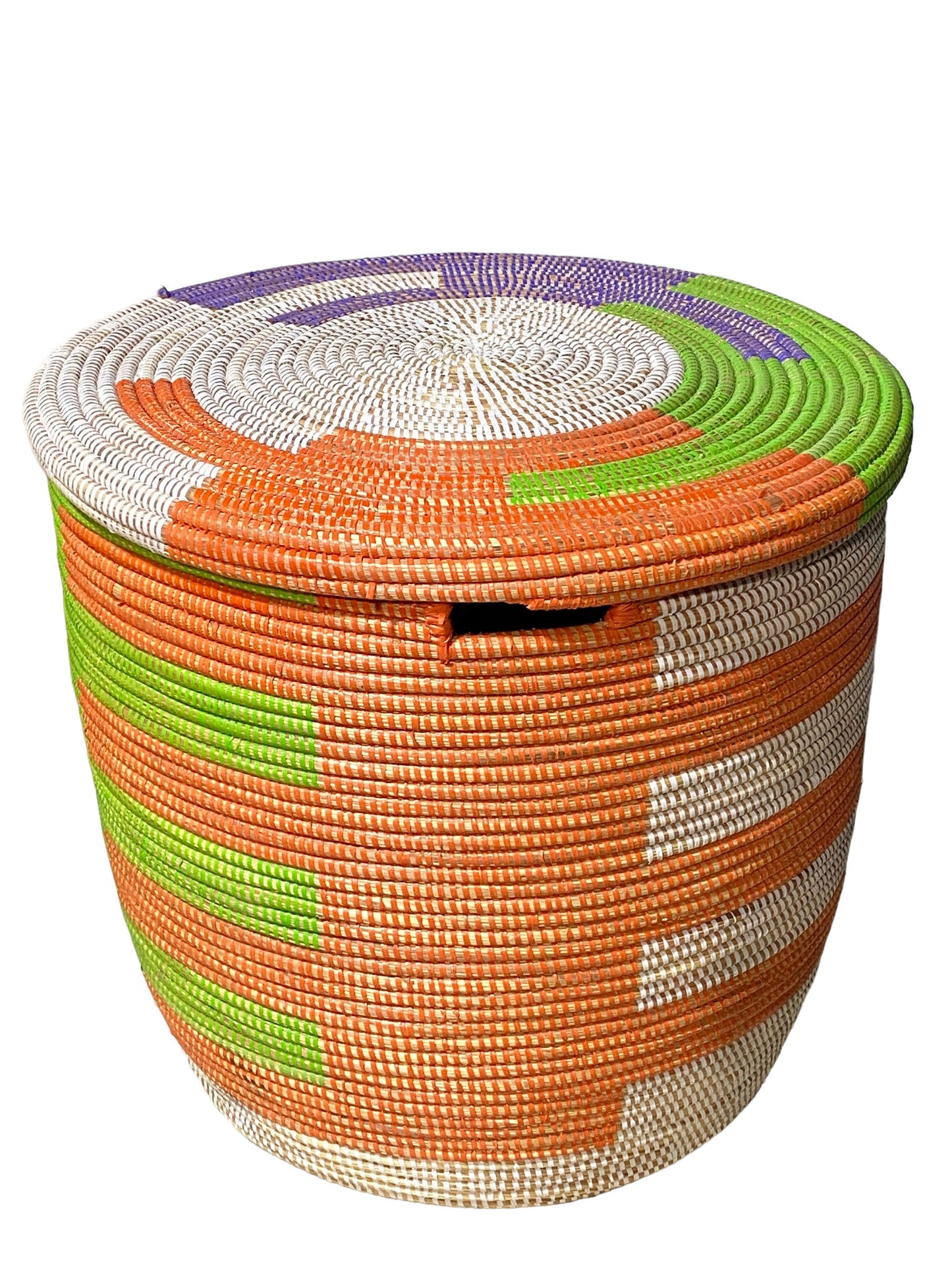 #5526 Lg Basket with Lid Senegal West Africa 17.5" H