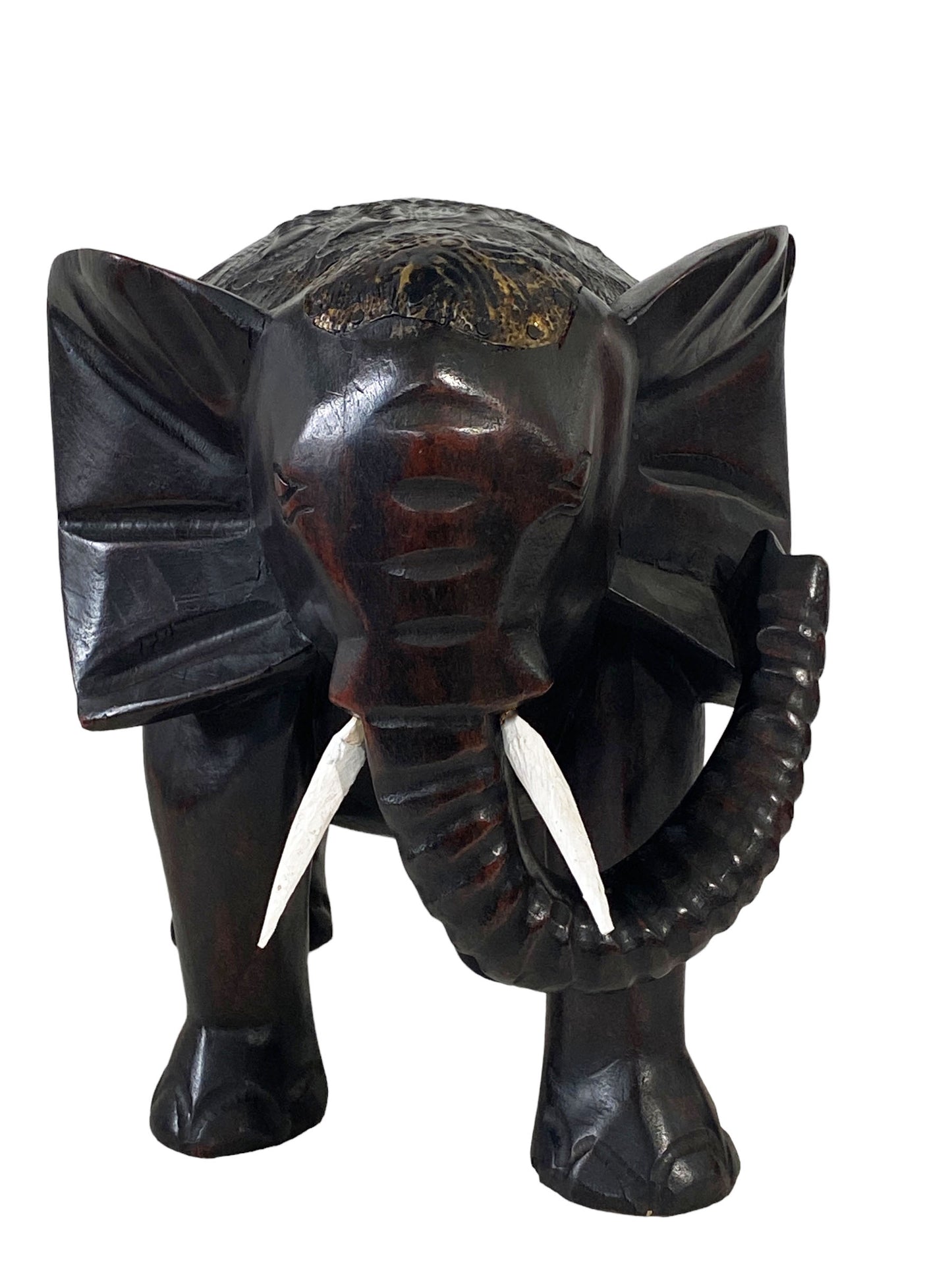 #5235/7044 Vintage Ashanti Elephant Wooden Sculpture Ghana 12.25" H