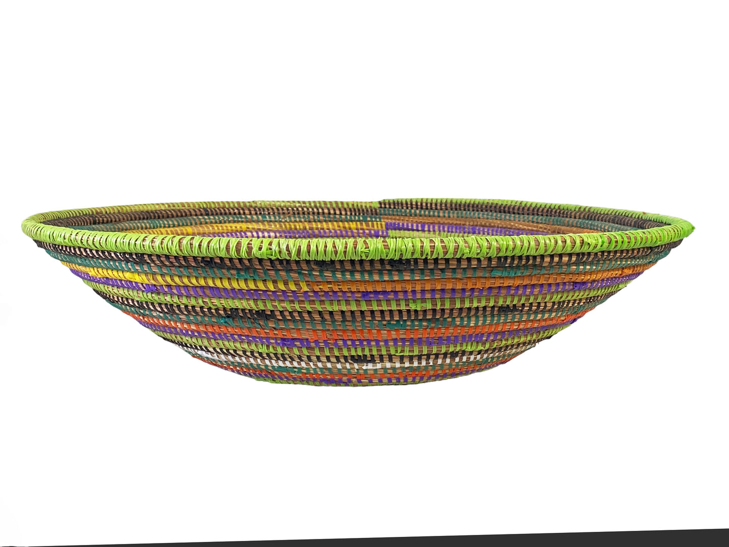 #5690 Large Handmade Woven Wolof Basket From Senegal 19.5" Diameter