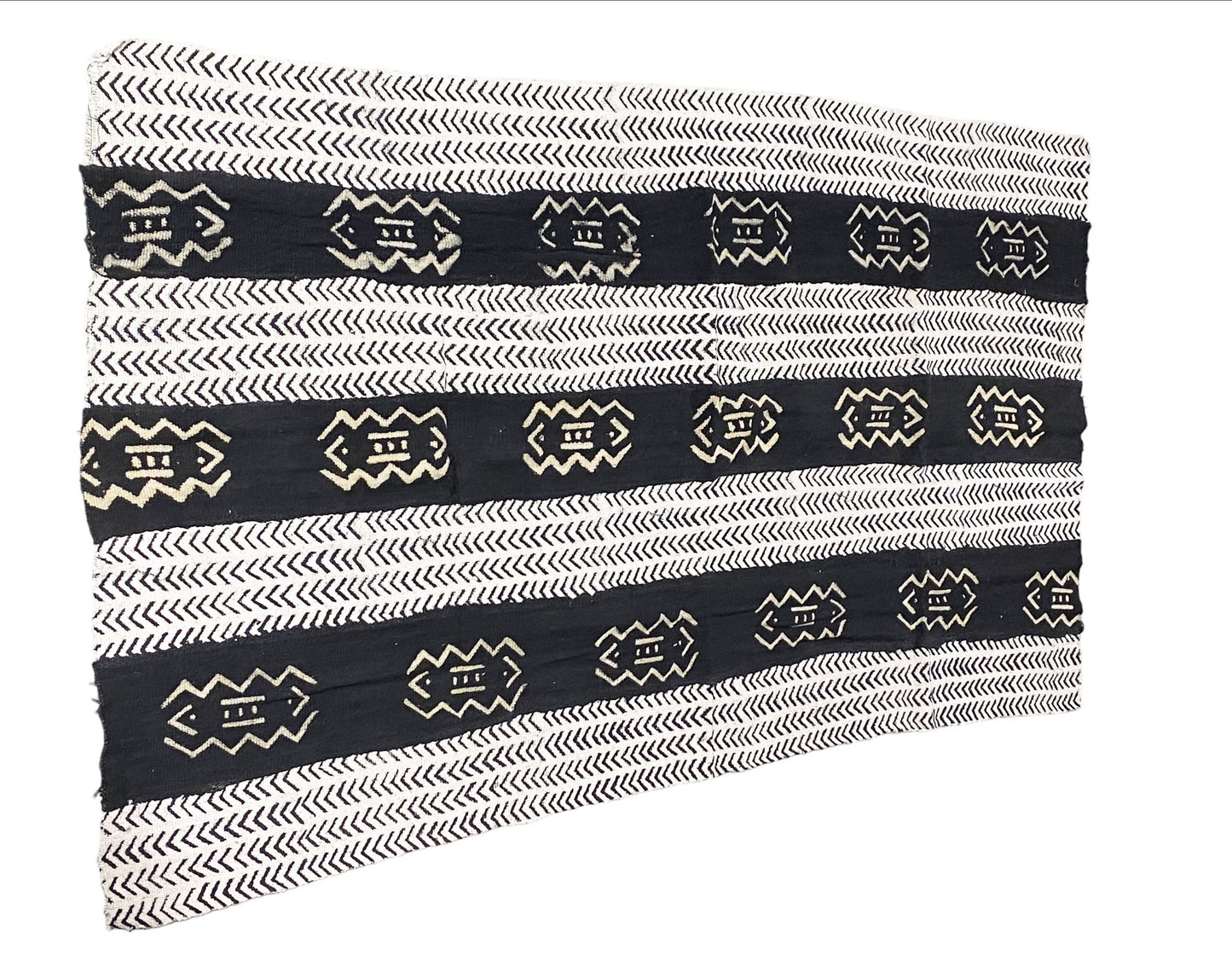 # 5733 African Black and White Mud Cloth Textile Mali 60" by 35"