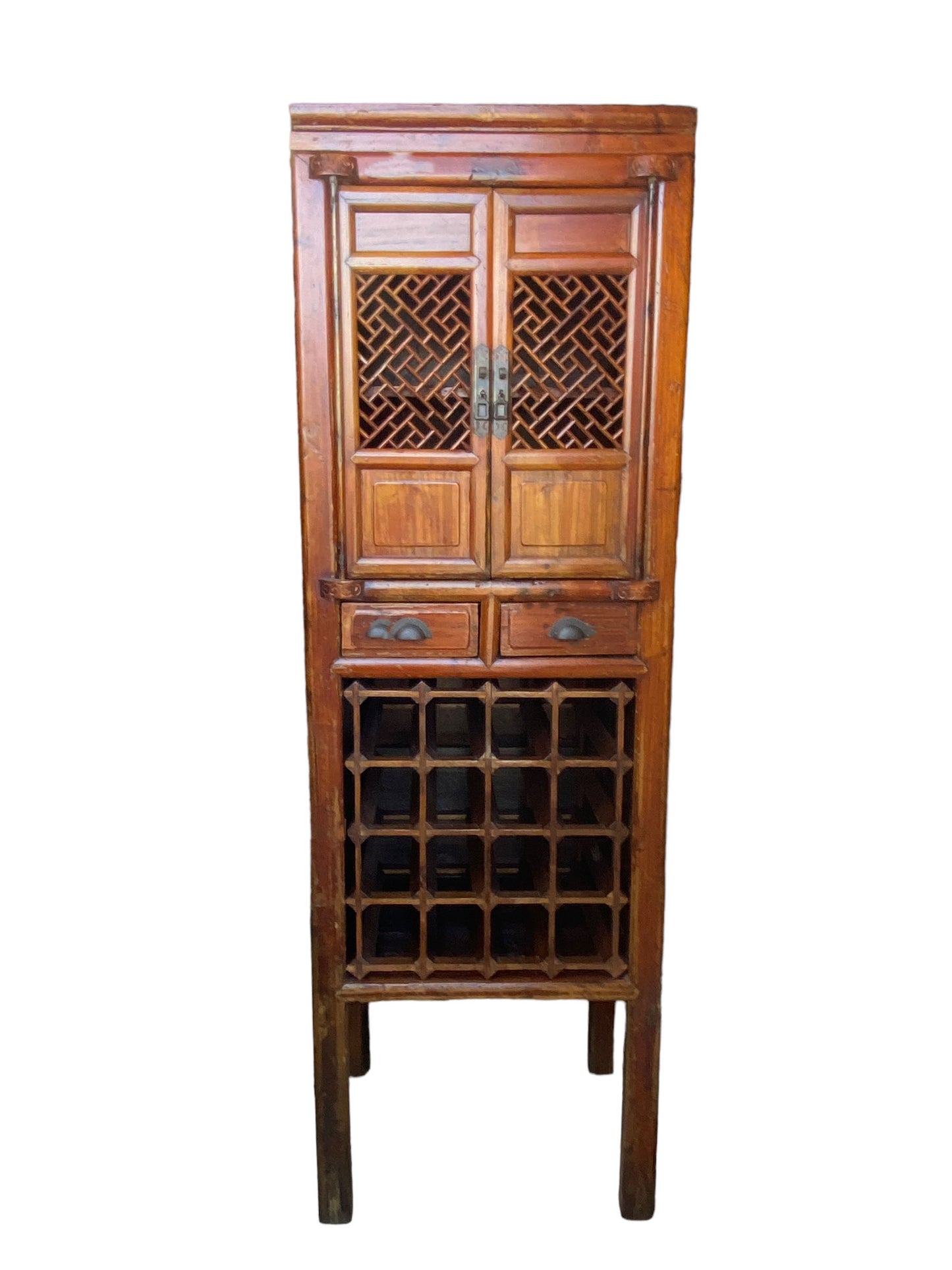 #5794 Chinoiserie Cantonese Vintage Wine Liquor Cabinet 75" H
