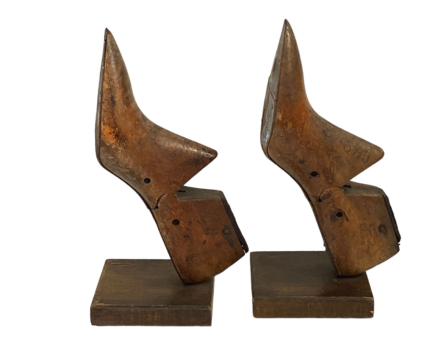 #5638 Vintage 1950's American Wood Shoe Mold Bookends - A Pair