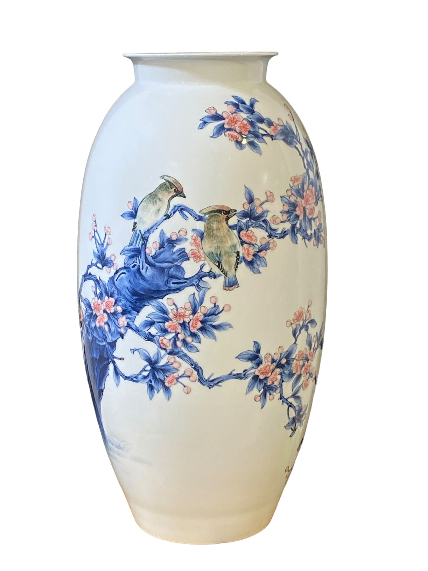 #2350 Stunning Chinese Blue& white Porcelain Hand-Painted Vase 23' H