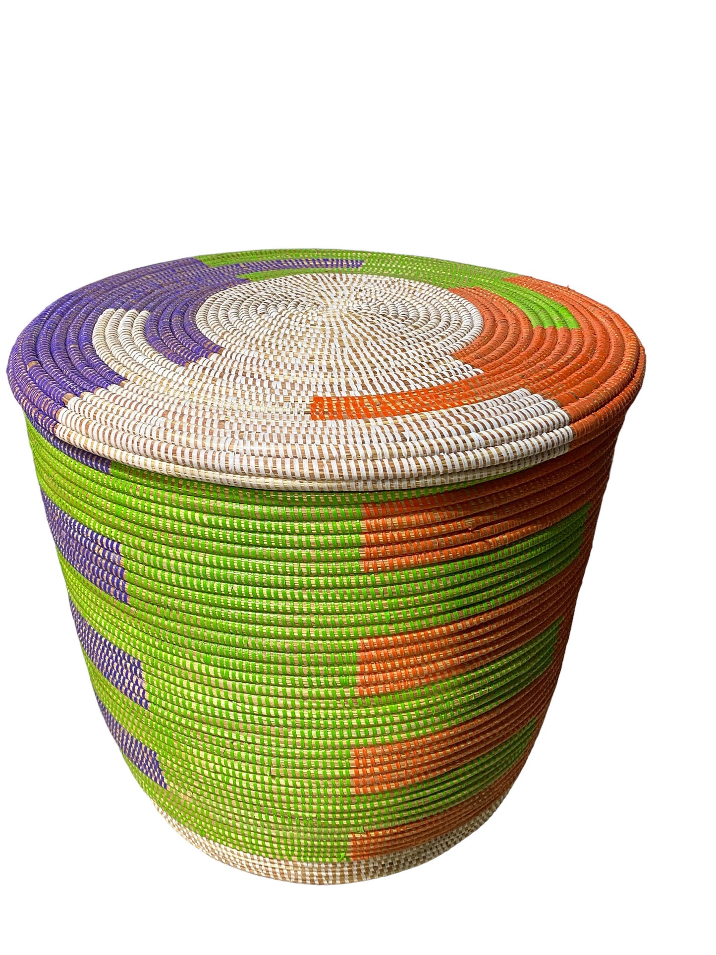 #5526 Lg Basket with Lid Senegal West Africa 17.5" H