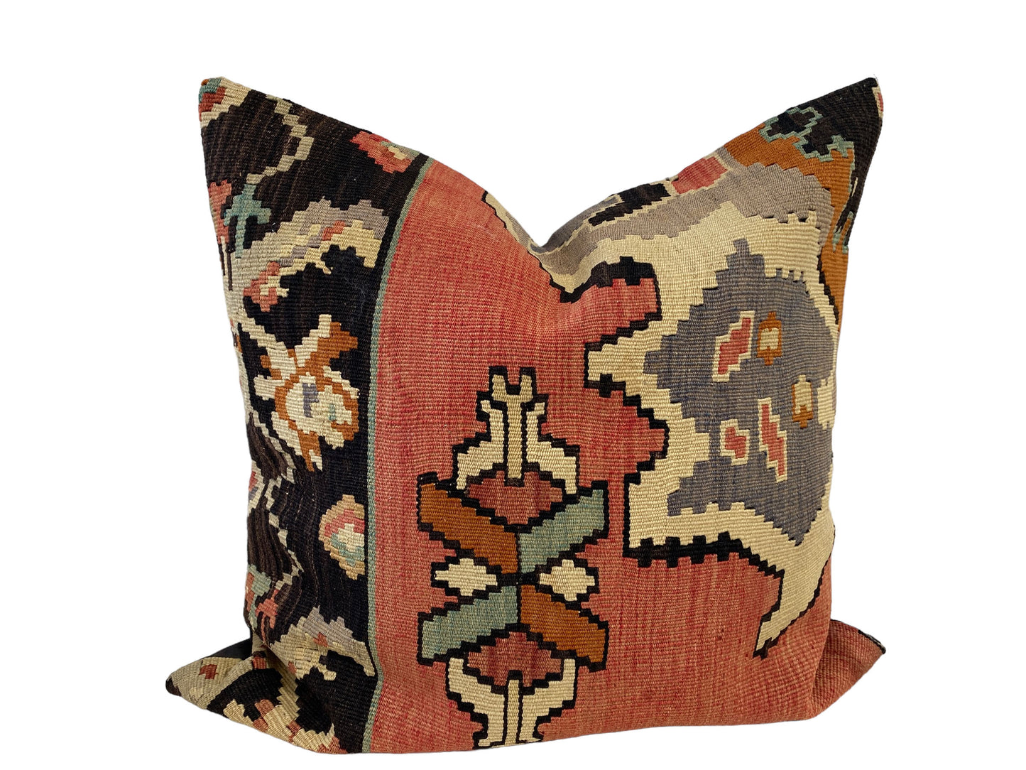 #5605 Superb Custom Made Old Turkish Tribal Kilim Pillow Cover 24" by 24"